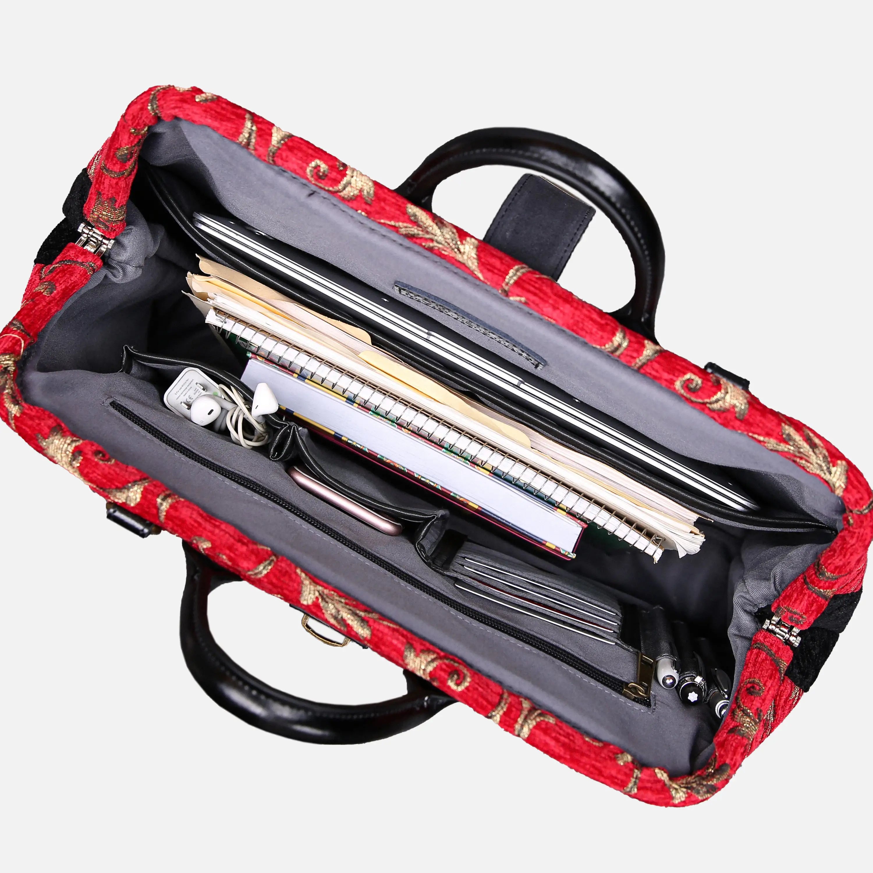 Vintage Scroll Red carpet bag  of America in use