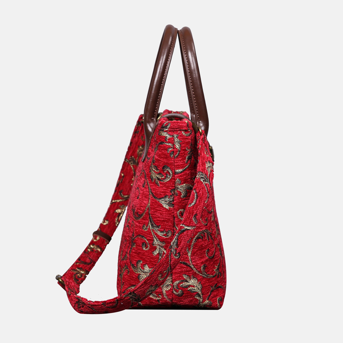 Vintage Ivy Red Tuck Lock Carpet Satchel carpet bag MCW Handmade of America side