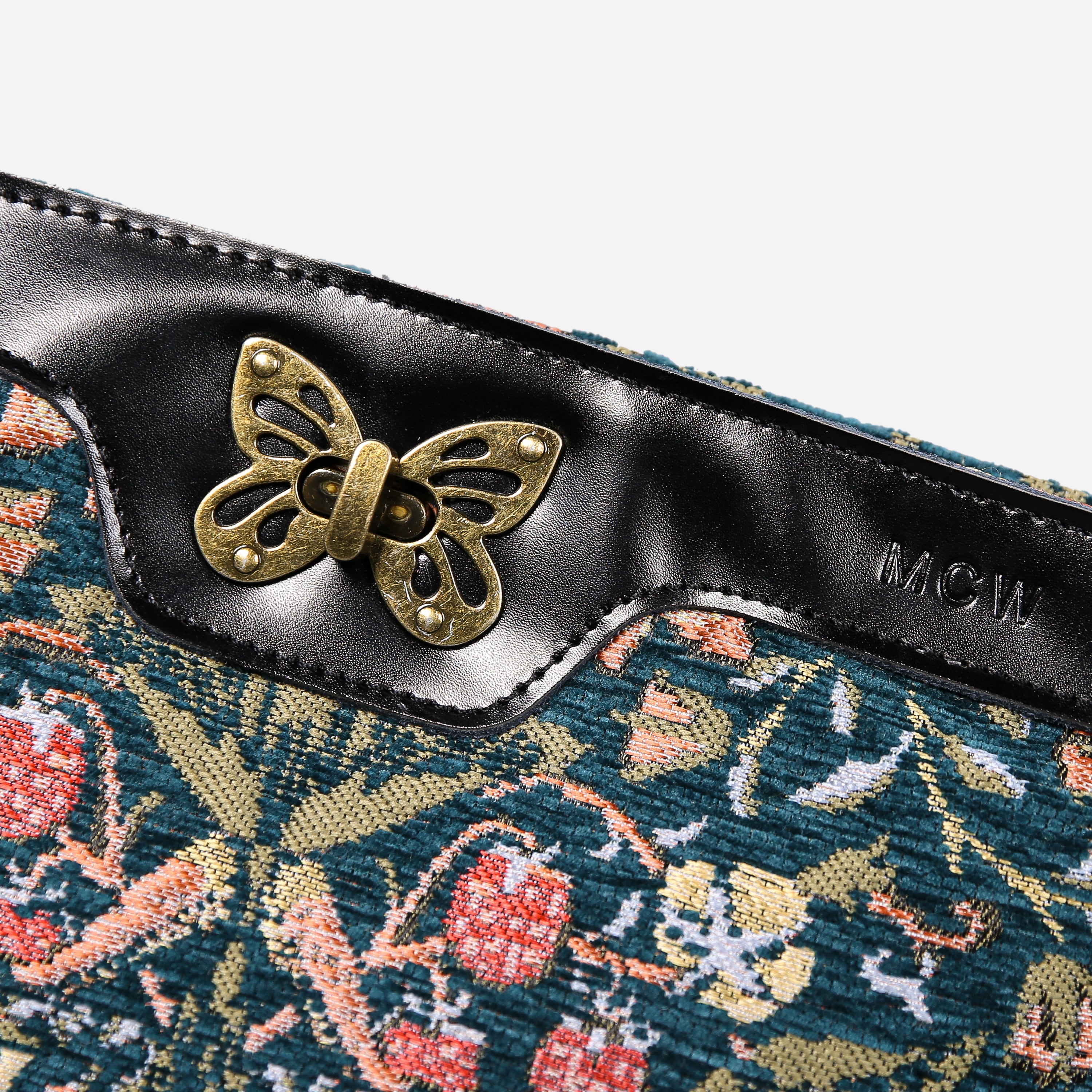 William Morris Strawberry Thief Carpet Crossbody Bag carpet bag MCW Handmade of America details