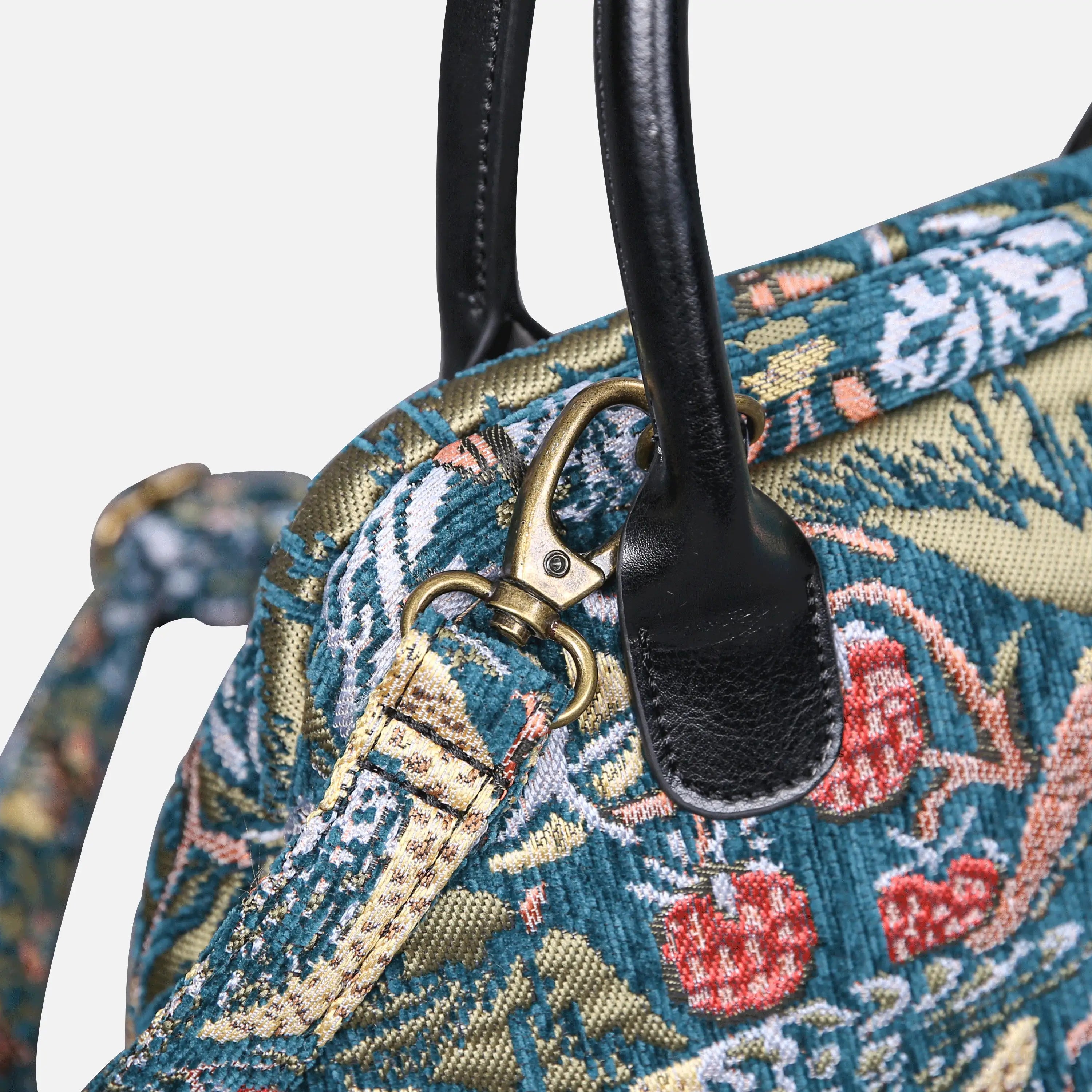 William Morris Strawberry Thief Carpet Satchel carpet bag MCW Handmade details