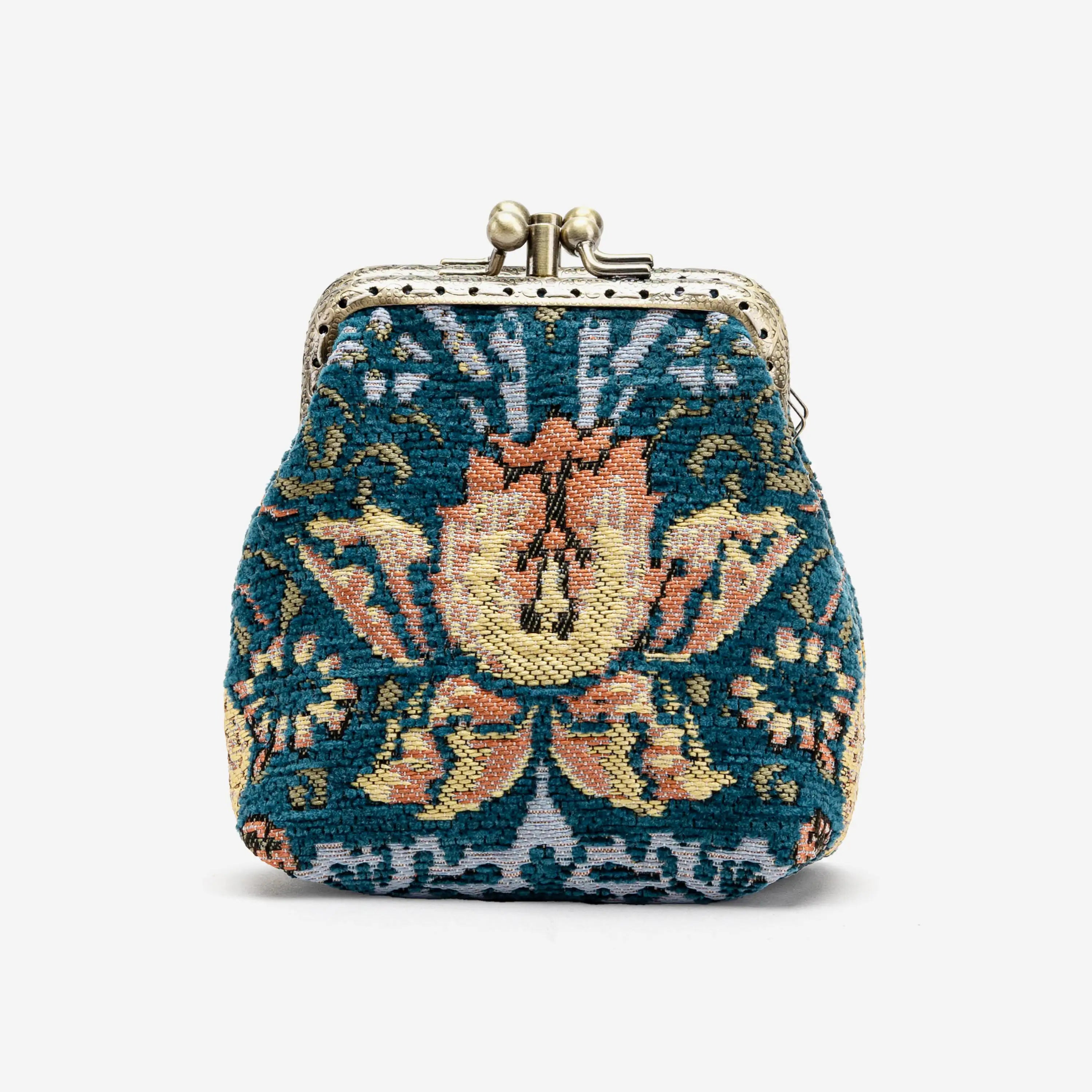 William Morris Strawberry Thief Double Kiss Clasp Coin Purse Carpetbag of America front-1