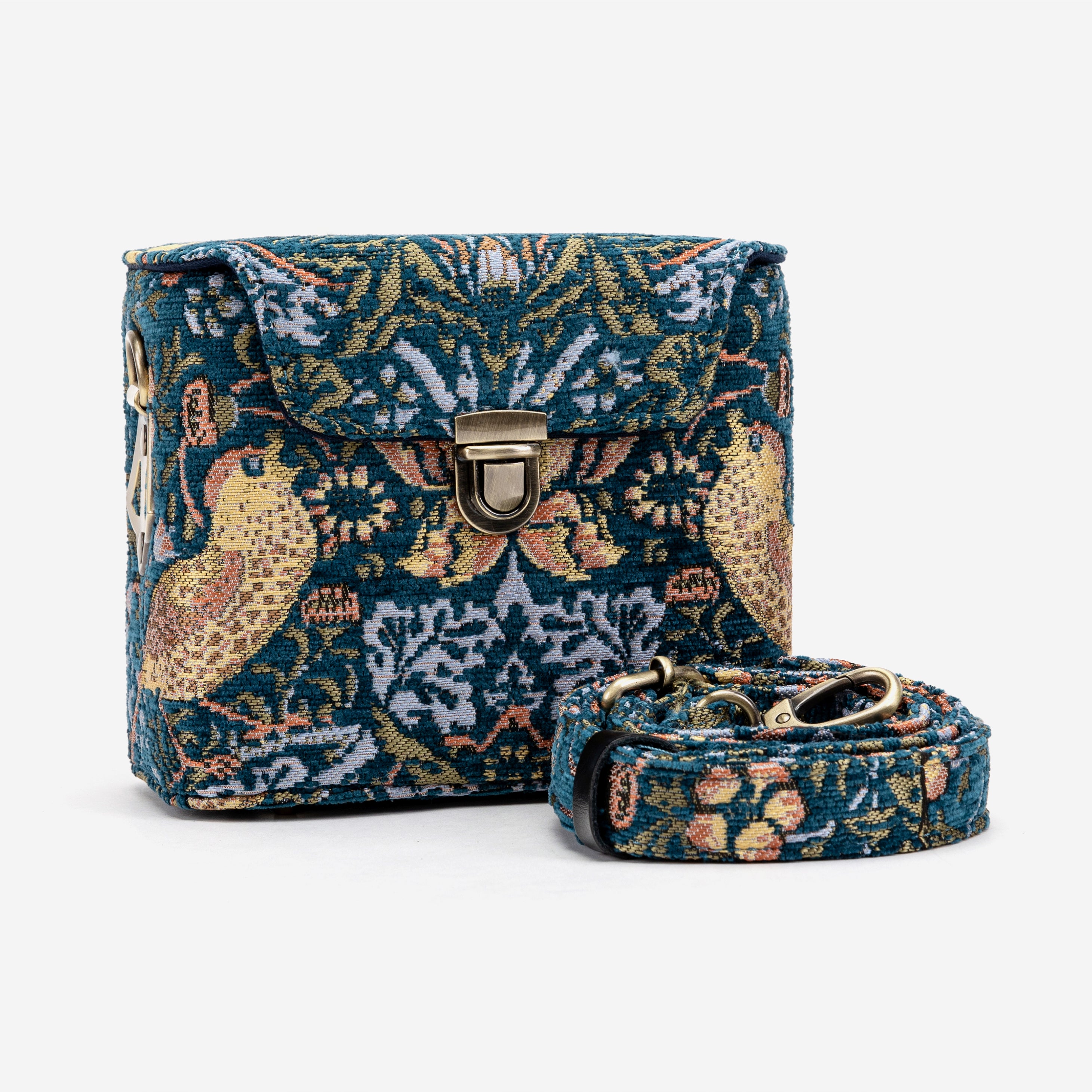 William Morris Strawberry Thief Emma Small Train Case Purse with shoulder strap