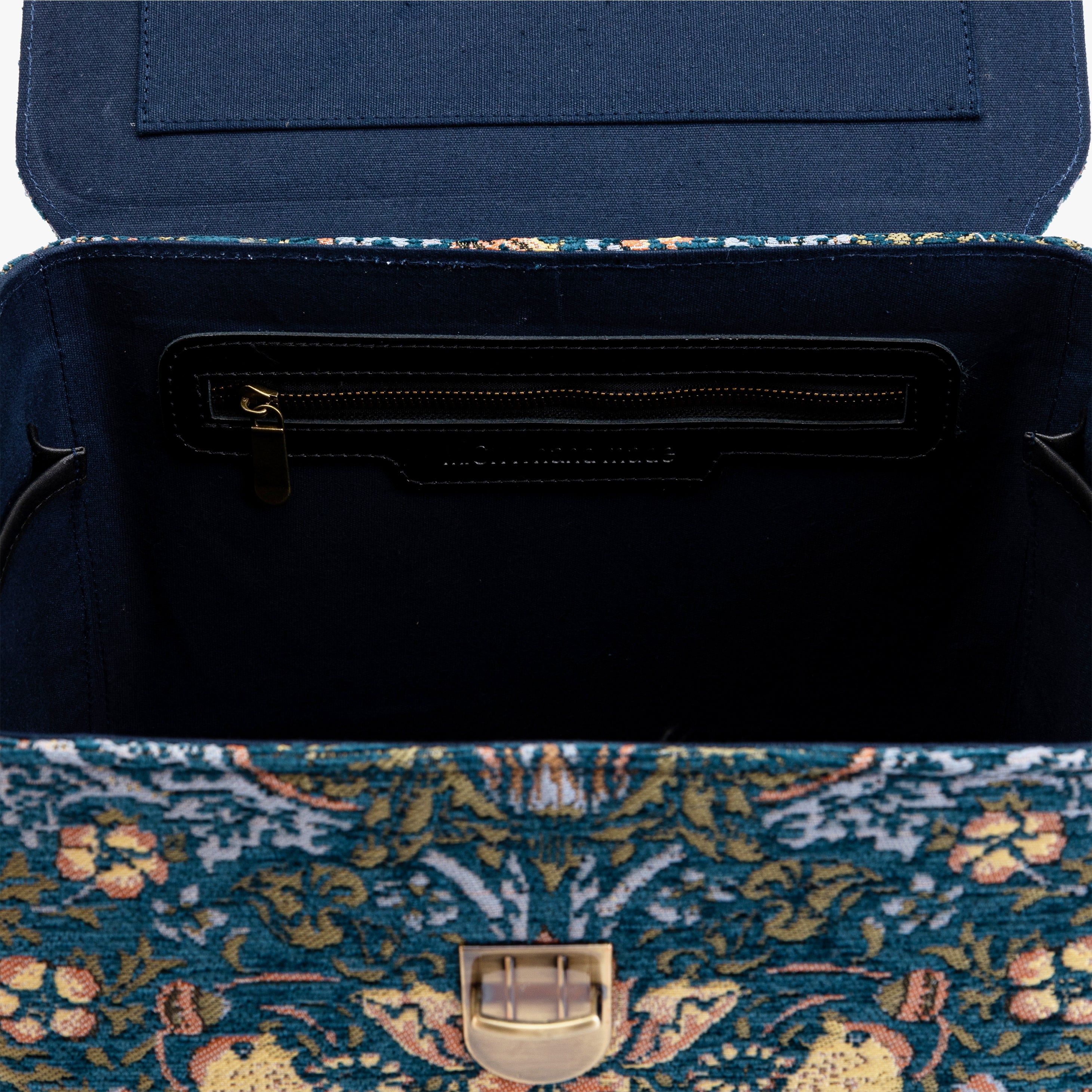 Josephine Large Train Case Purse William Morris Strawberry Thief inside