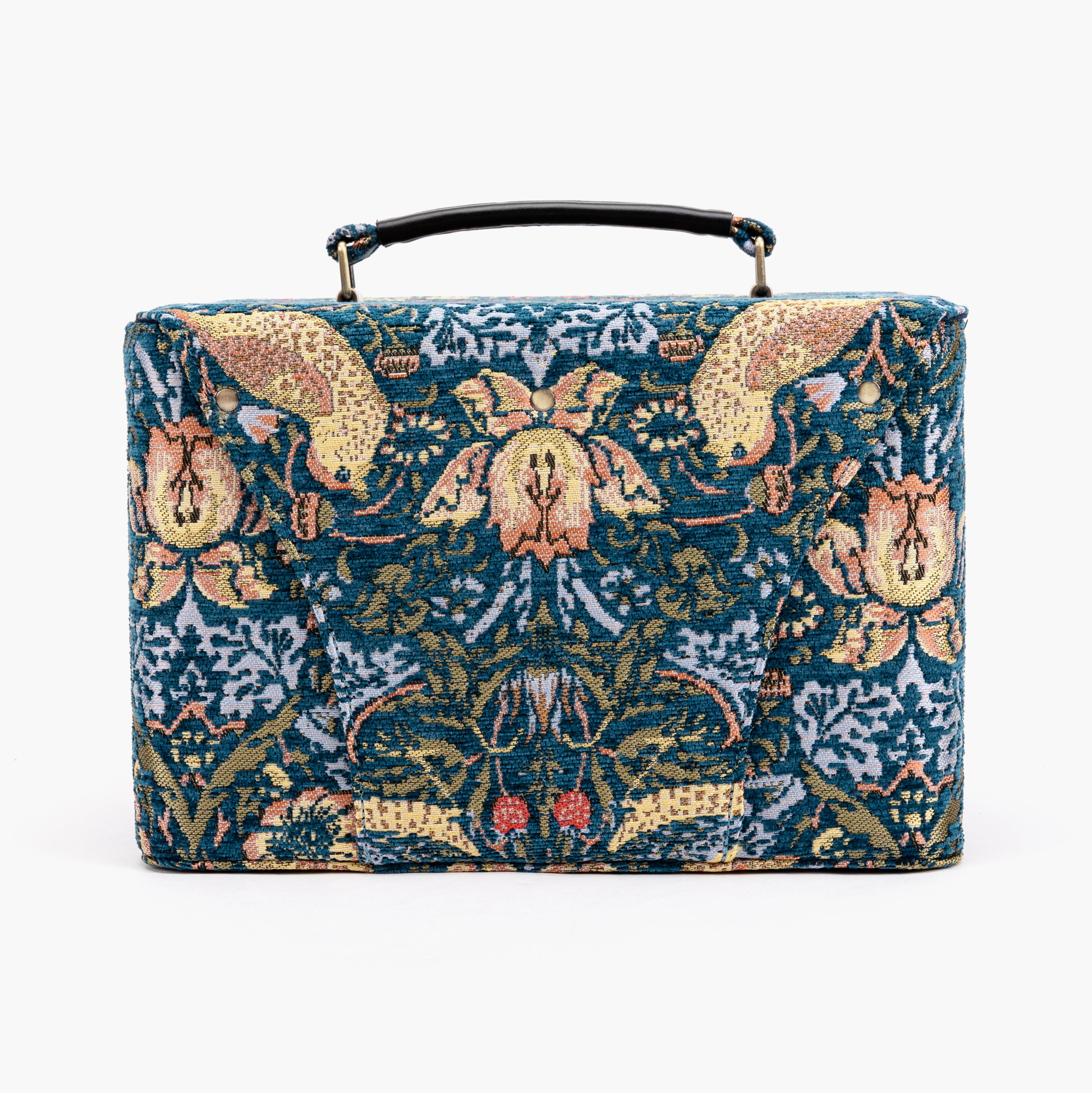 Josephine Large Train Case Purse William Morris Strawberry Thief back