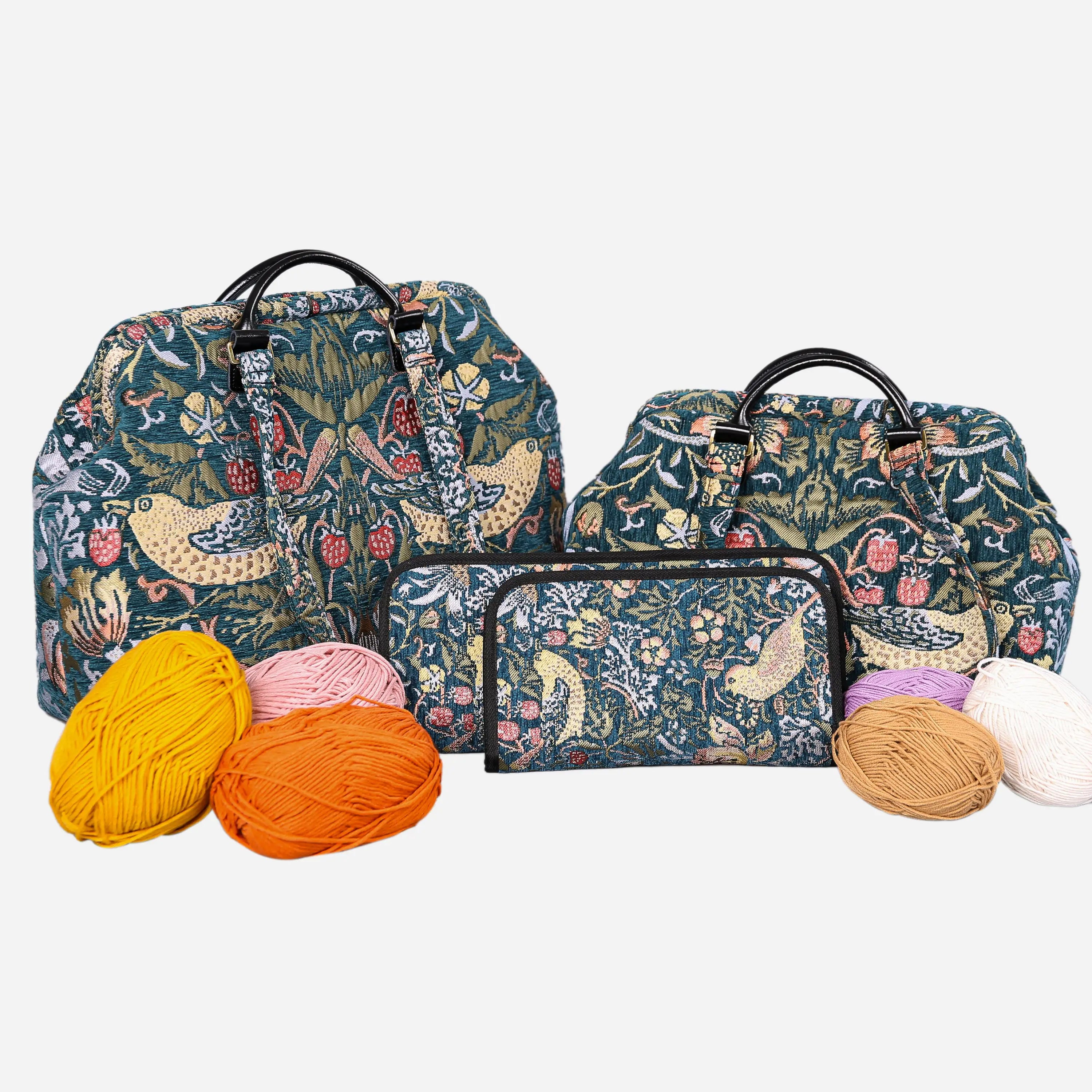 William Morris Strawberry Thief Knitting Project Bag of America-set
