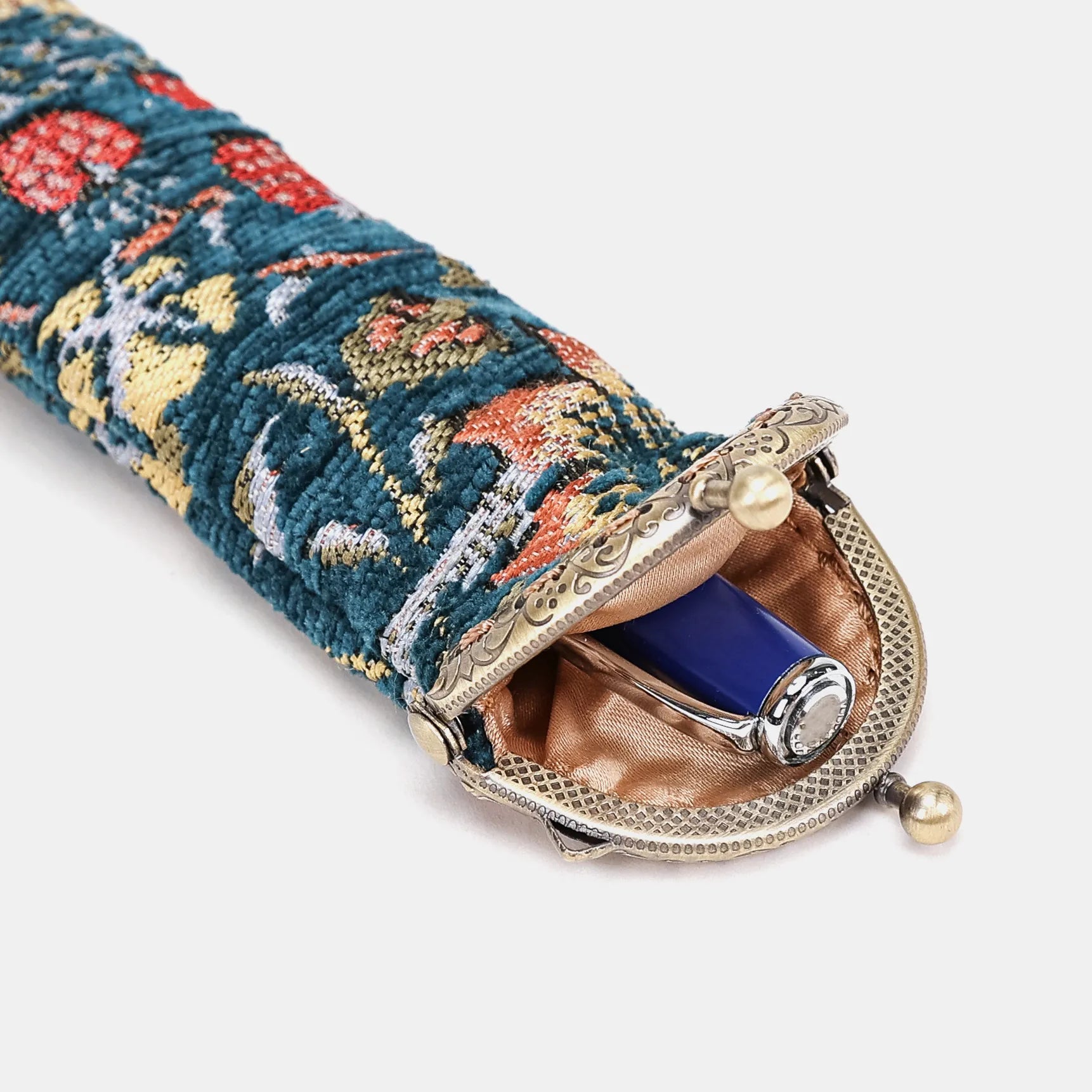 William Morris Strawberry Solo Pen Case Carpetbag of America open