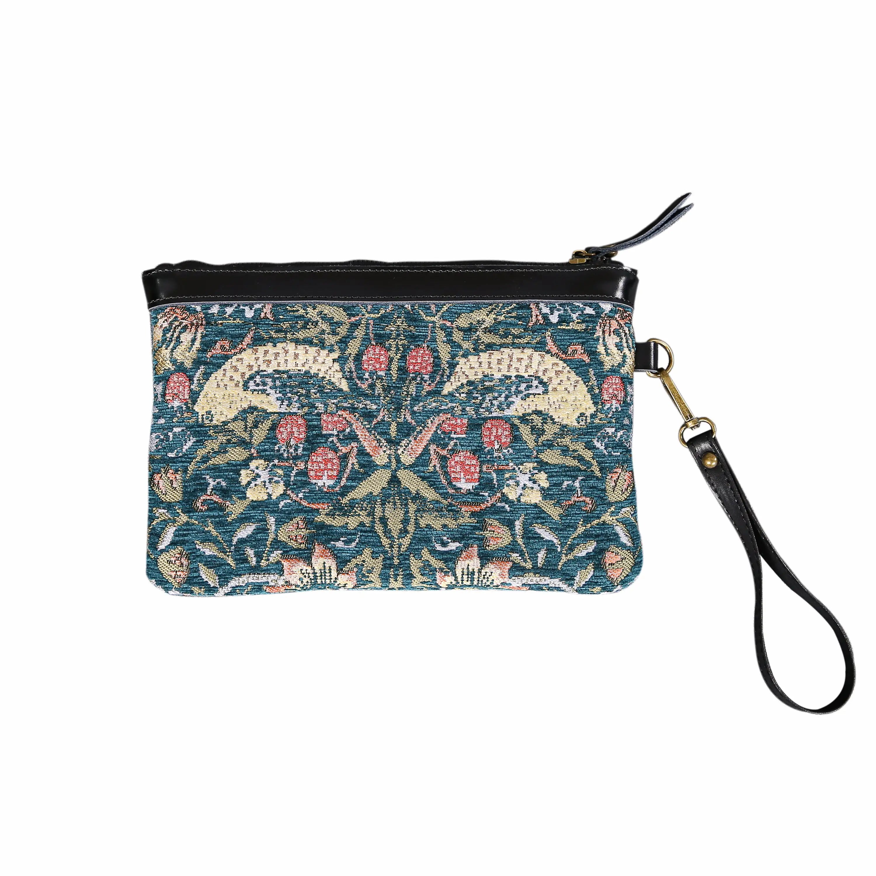 William Morris Strawberry Thief Wristlet Clutch carpet bag MCW Handmade back