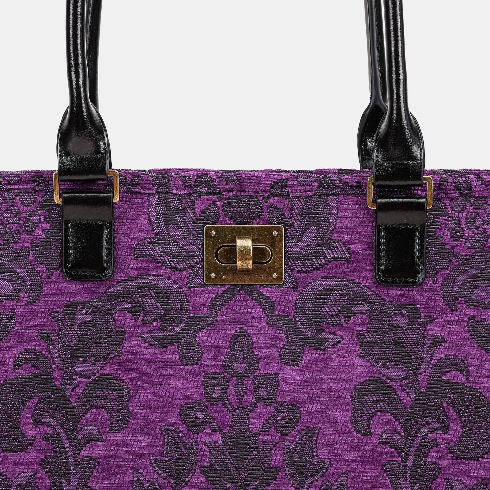 Victorian Blossom Purple Carpet Tote Shopper Carpetbag of America closure
