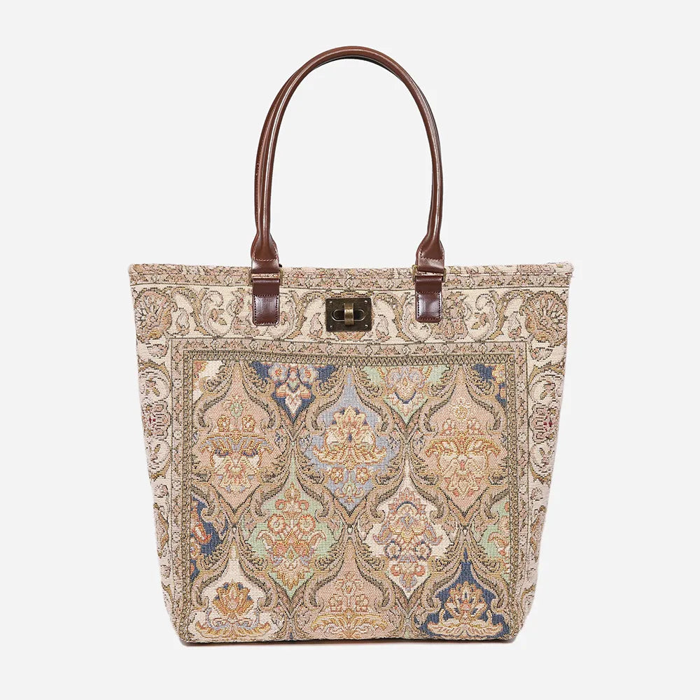 Golden Age Beige Carpet Tote Shopper Carpetbag of America main