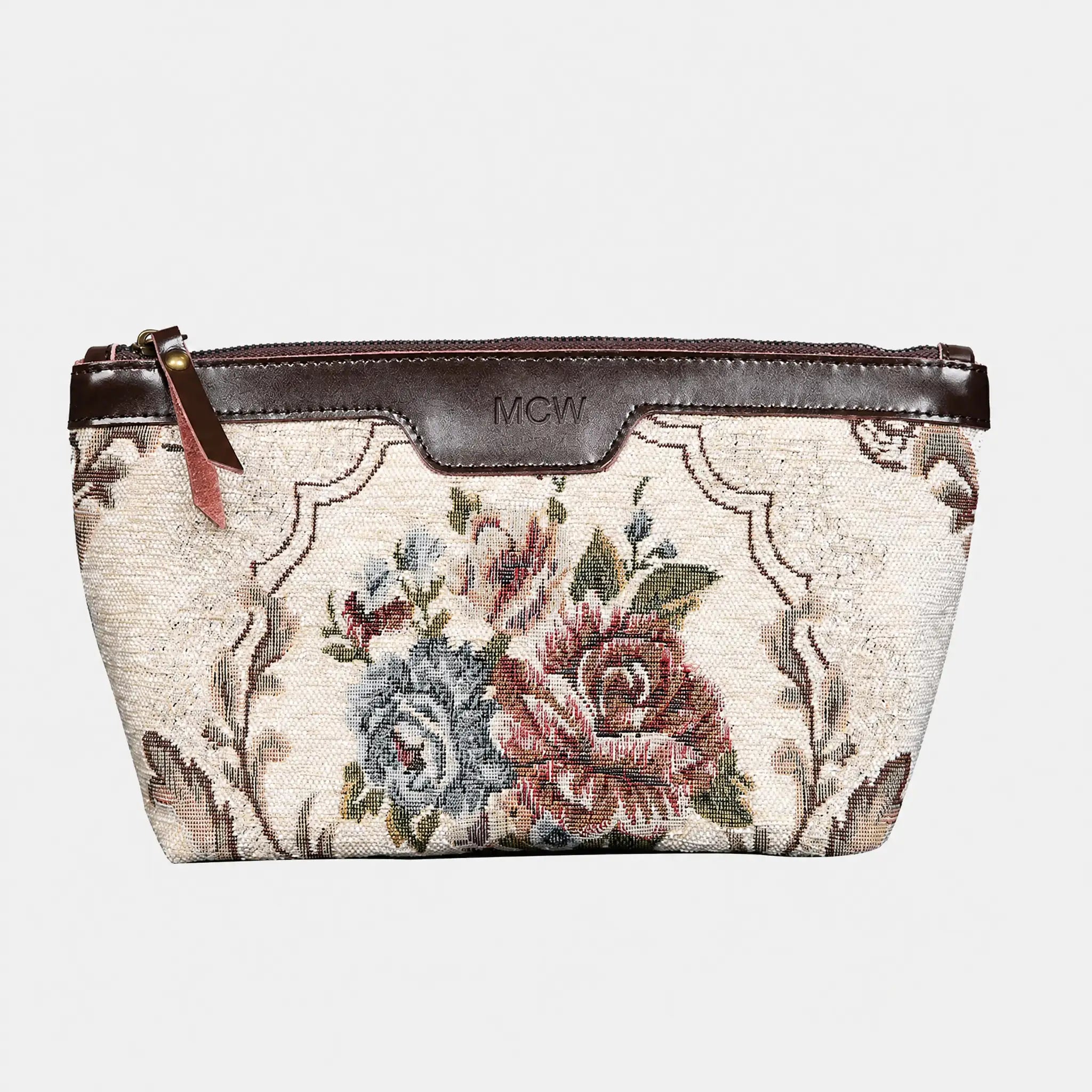 Floral Cream Carpet Makeup Bag carpet bag MCW Handmade of America main