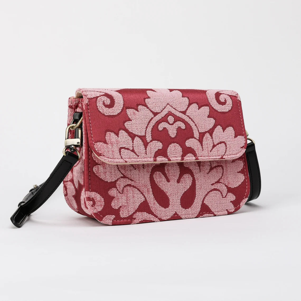 Queen Rose Pink Flap Crossbody Bag carpet bag MCW Handmade