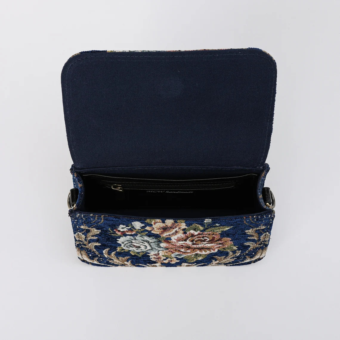 Floral Blue Flap Crossbody Bag carpet bag MCW Handmade-7