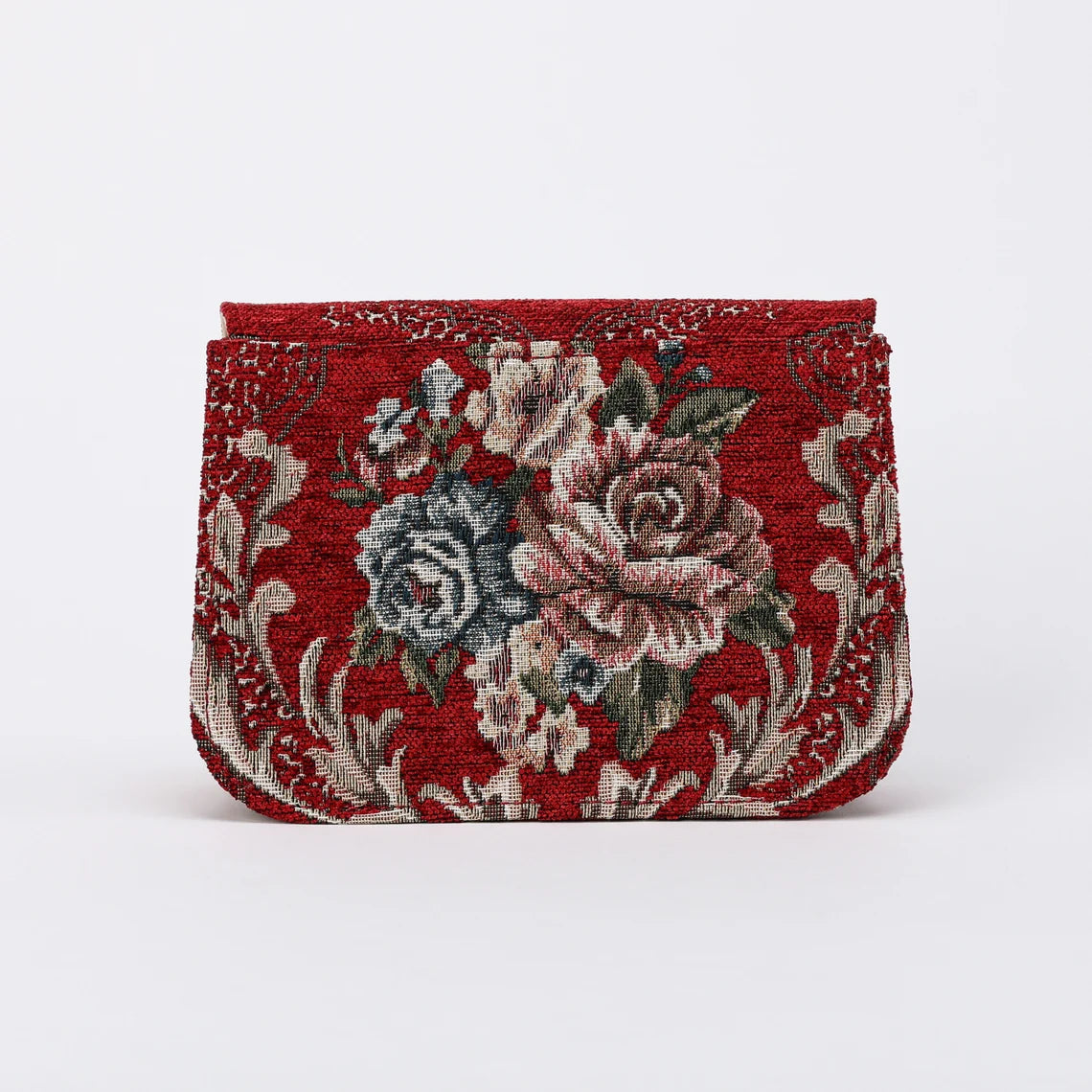 Floral Red Flap Crossbody Bag carpet bag MCW Handmade-5
