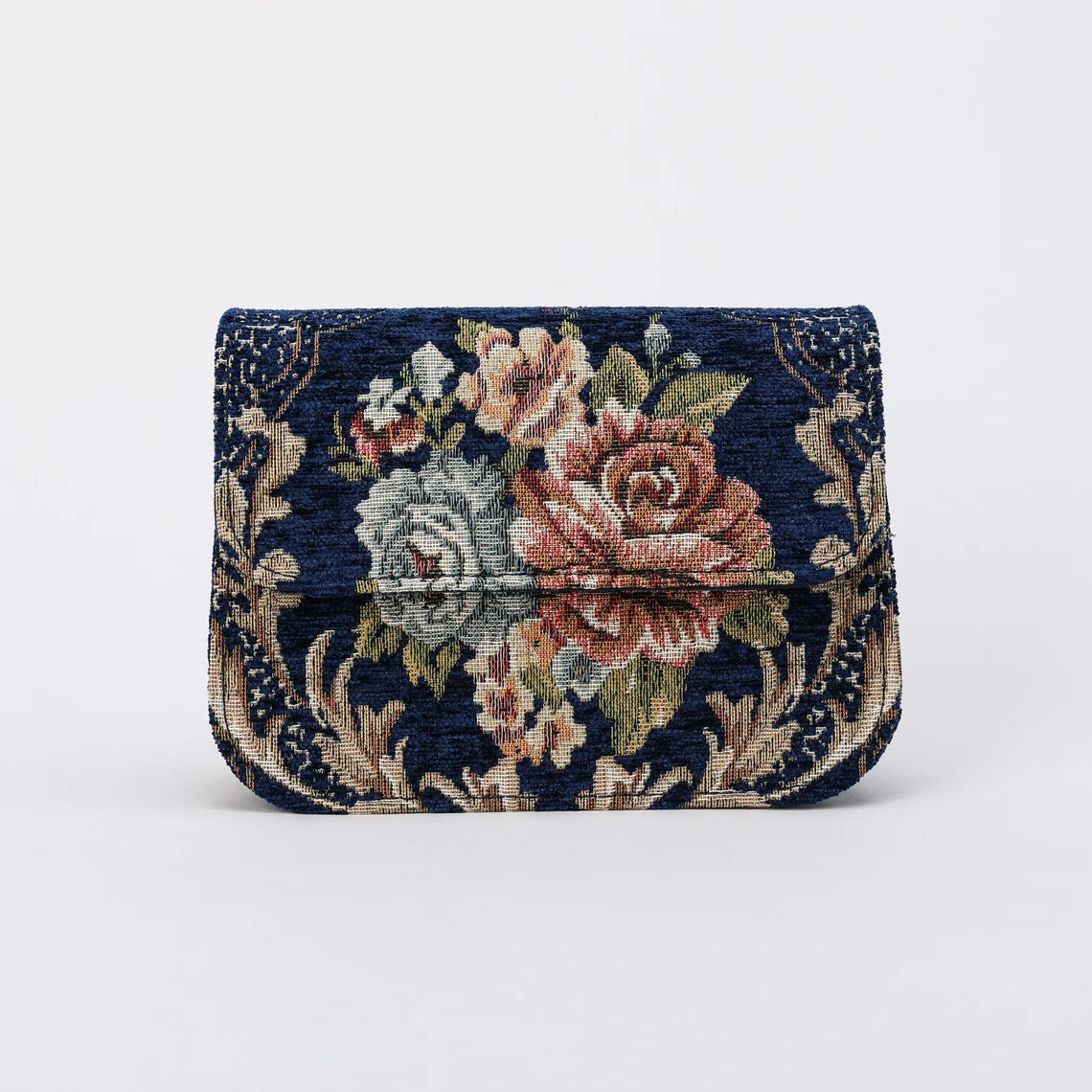 Floral Blue Flap Crossbody Bag carpet bag MCW Handmade-4