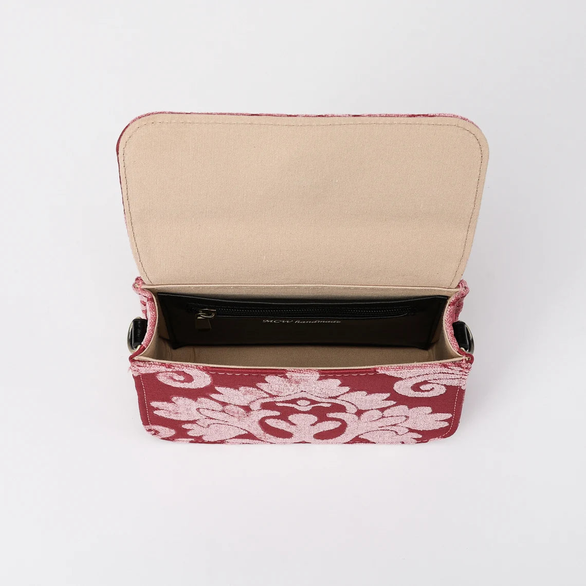 Queen Rose Pink Flap Crossbody Bag carpet bag MCW Handmade-7
