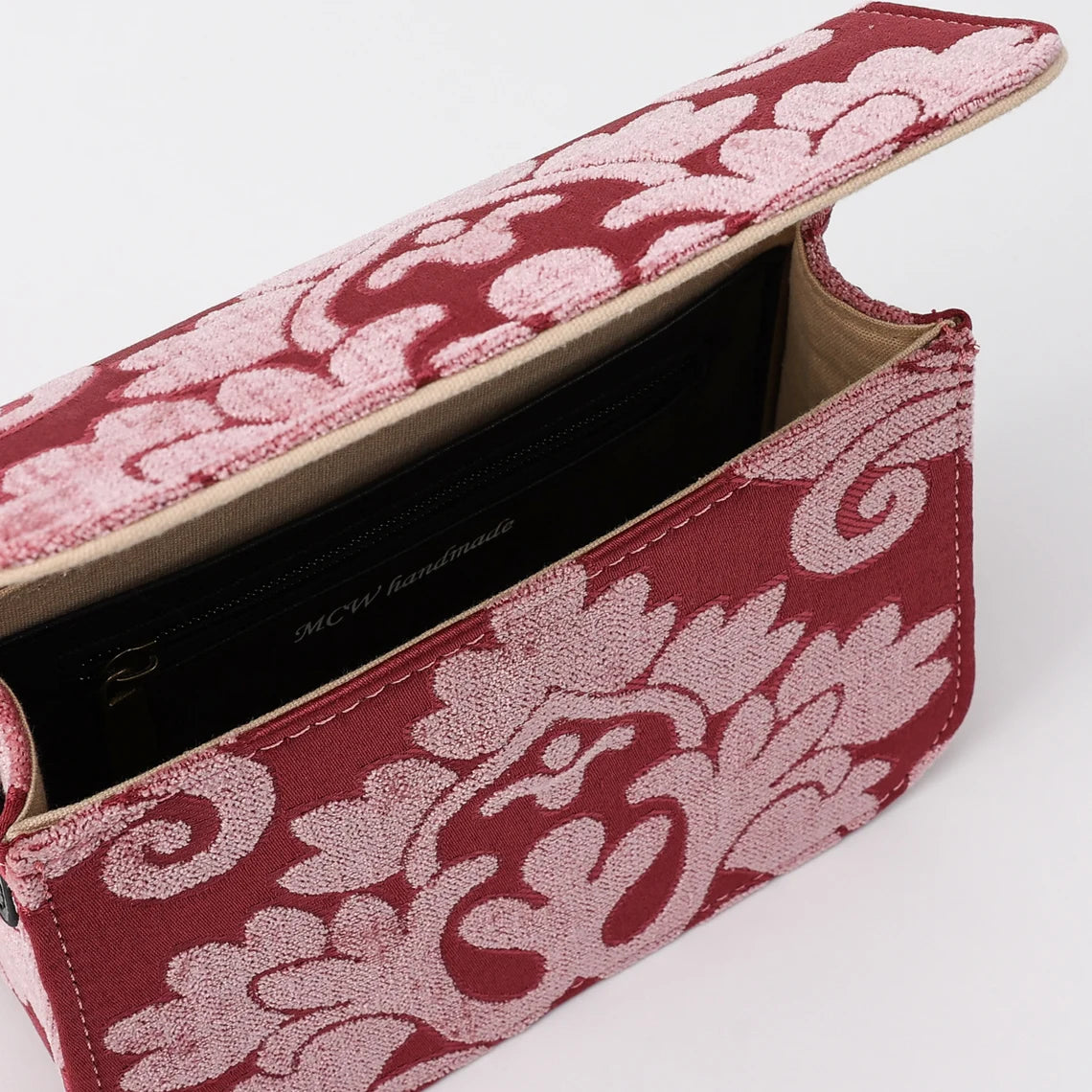 Queen Rose Pink Flap Crossbody Bag carpet bag MCW Handmade-6