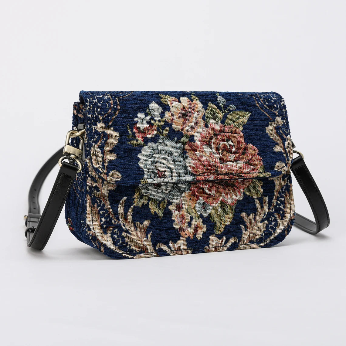 Floral Blue Flap Crossbody Bag carpet bag MCW Handmade