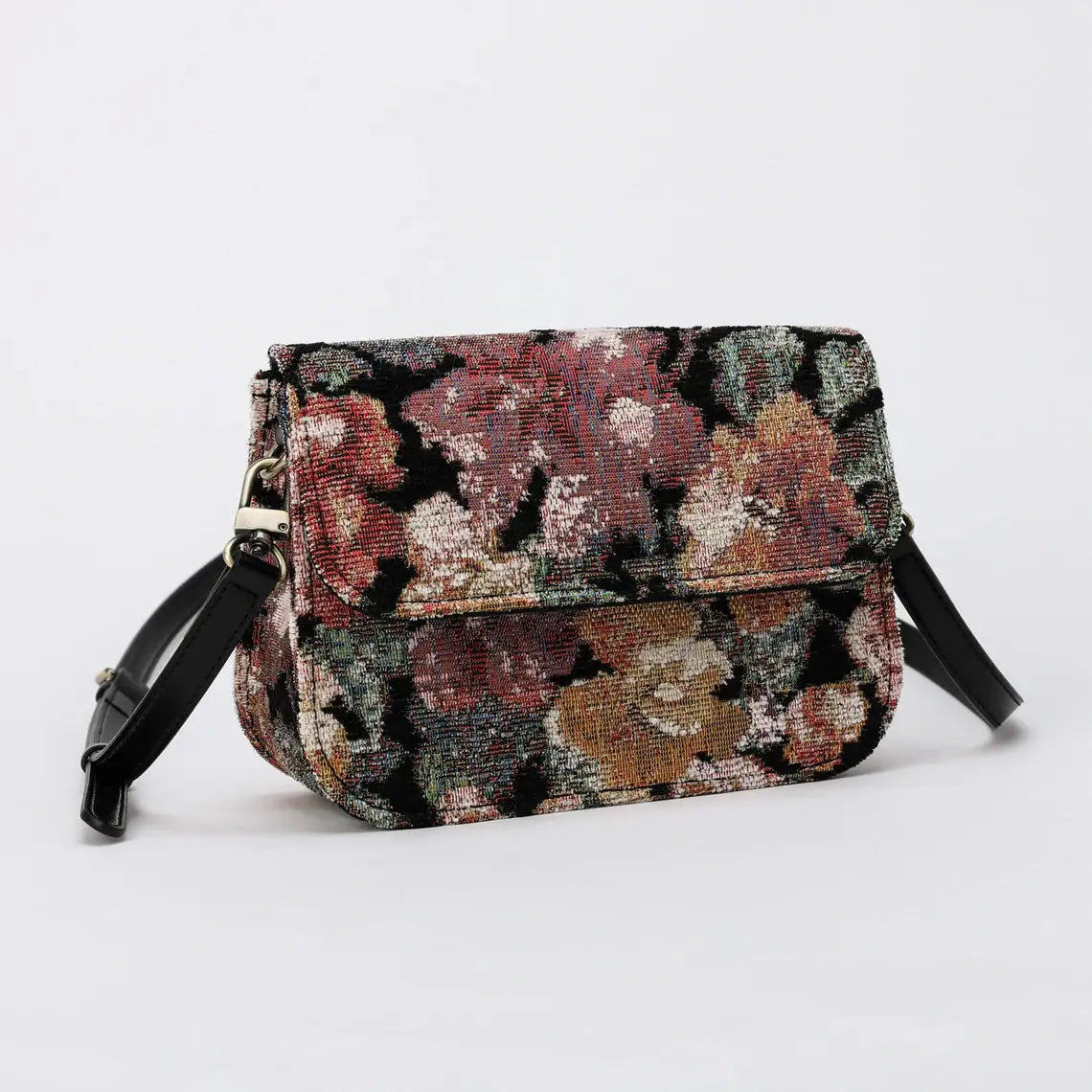 Floral Rose Flap Crossbody Bag carpet bag of America main
