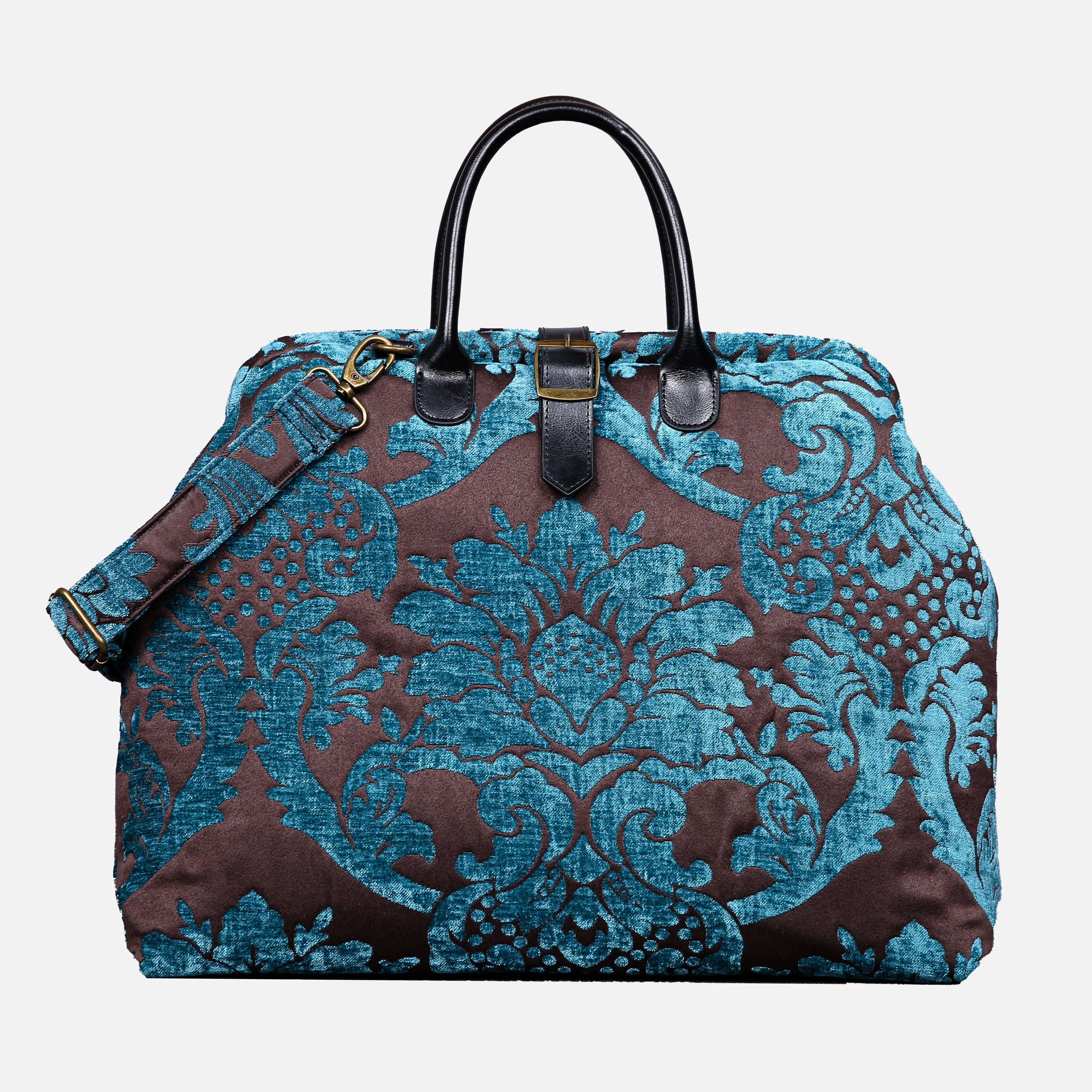 Luxury Damask Blue Mary Poppins Weekender carpet bag MCW Handmade