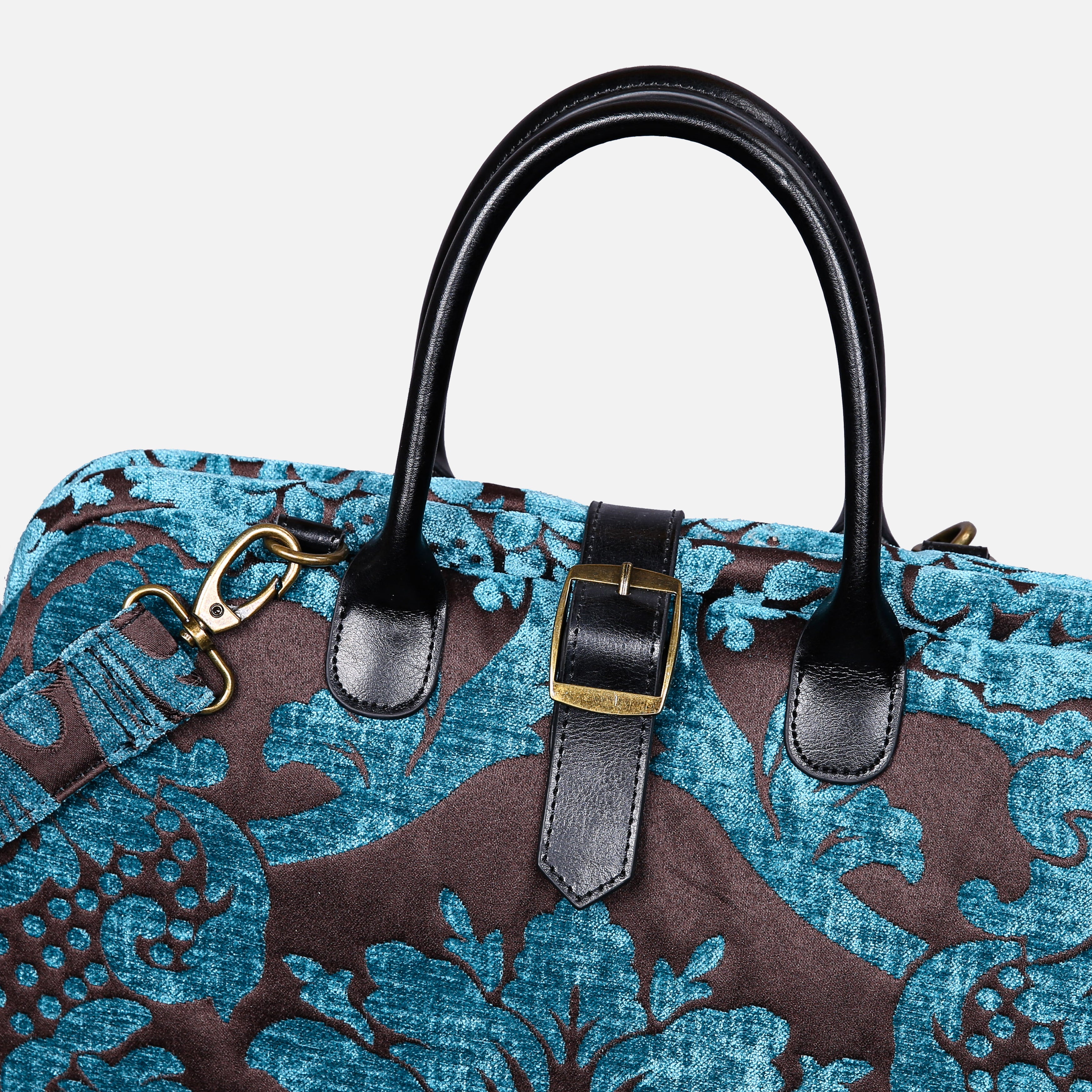 Luxury Damask Blue Mary Poppins Weekender carpet bag MCW Handmade-4