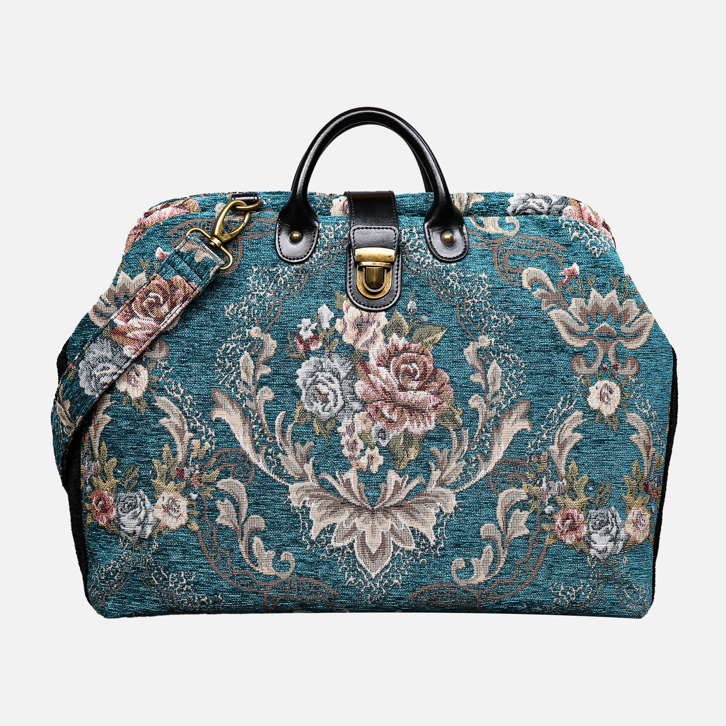 Floral Teal Laptop Work Bag carpet bag MCW Handmade