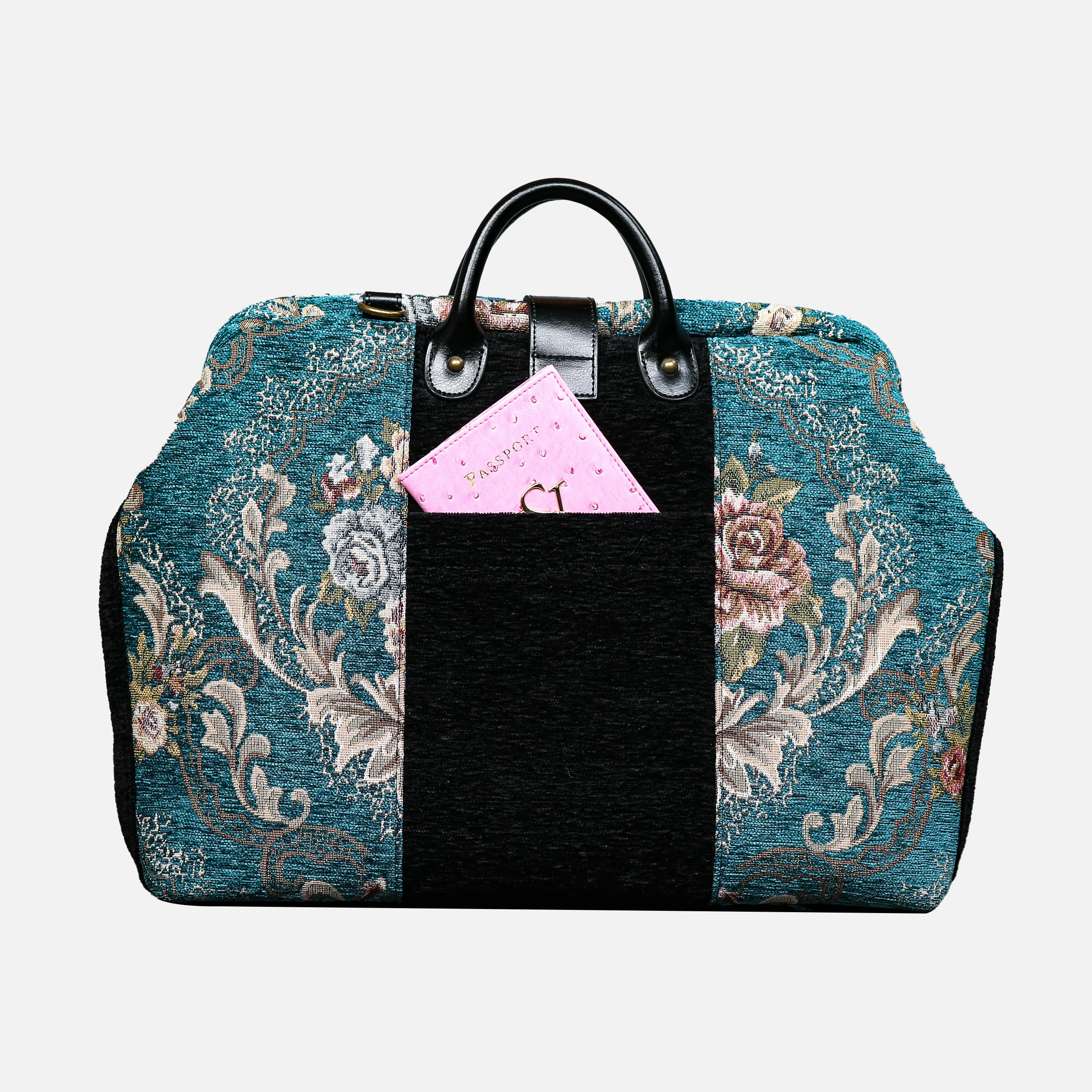 Floral Teal Laptop Work Bag carpet bag MCW Handmade-3