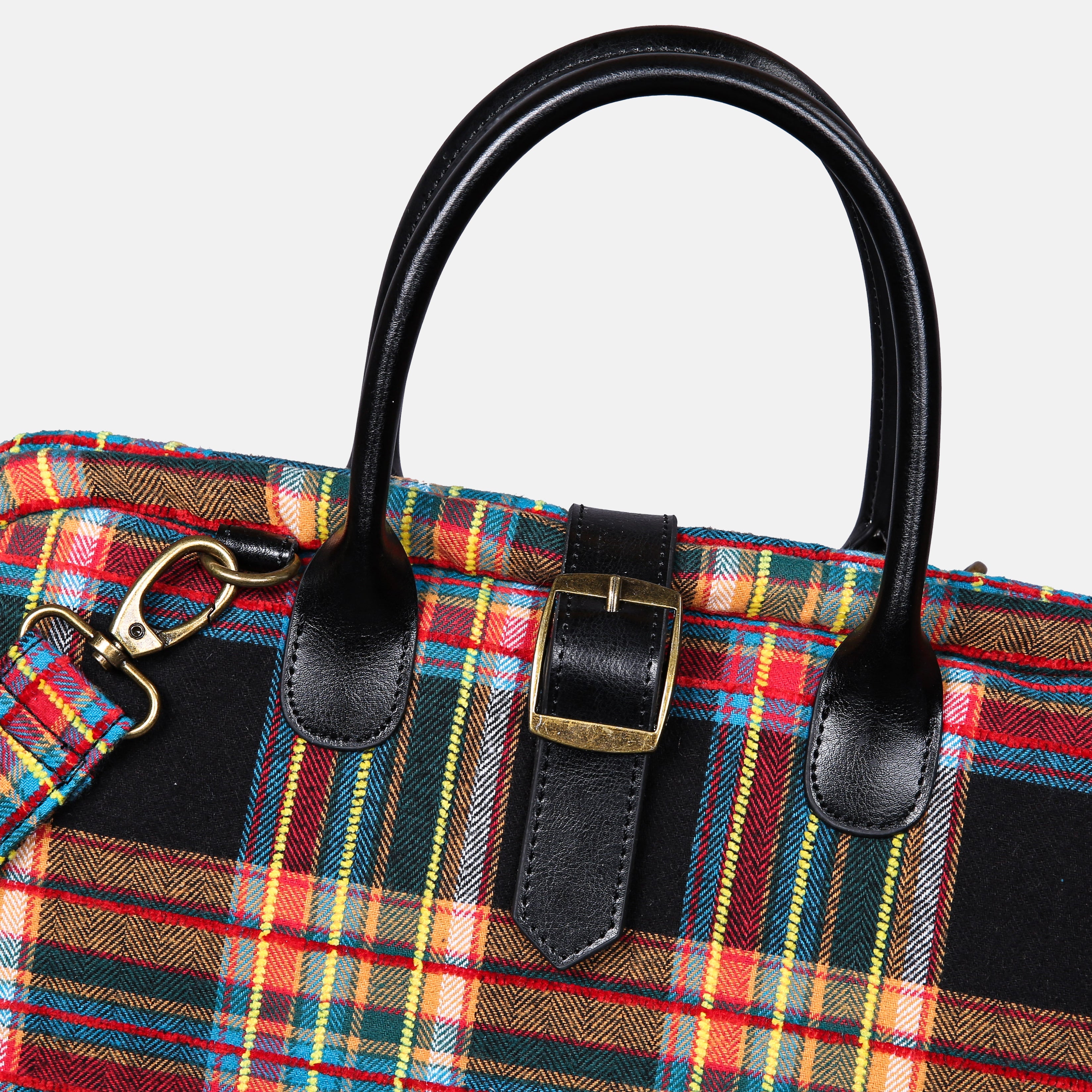 Tartan Stewart Black Mary Poppins Weekender carpet bag MCW Handmade-1