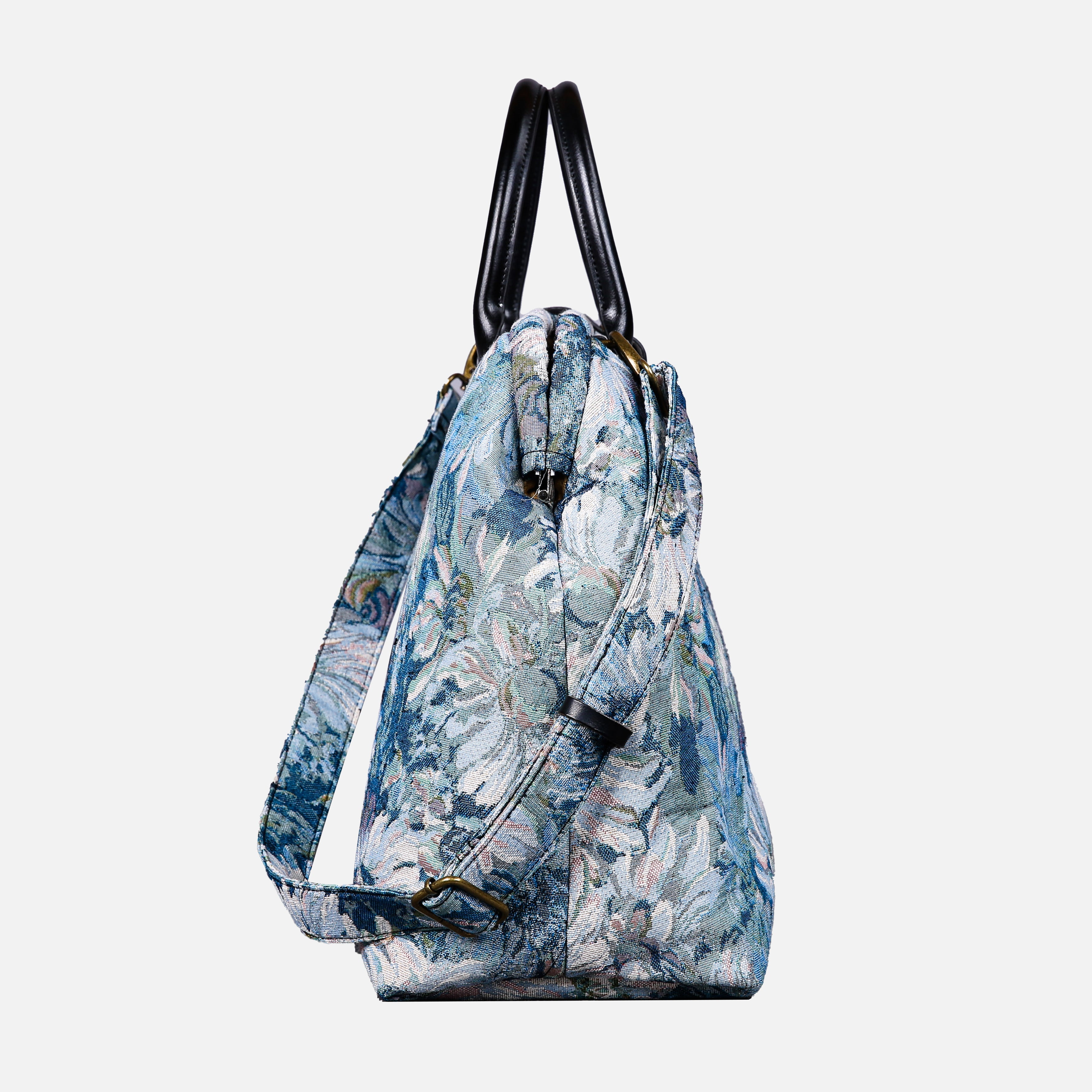 Blooming Daisy Blue Mary Poppins Weekender carpet bag MCW Handmade-3