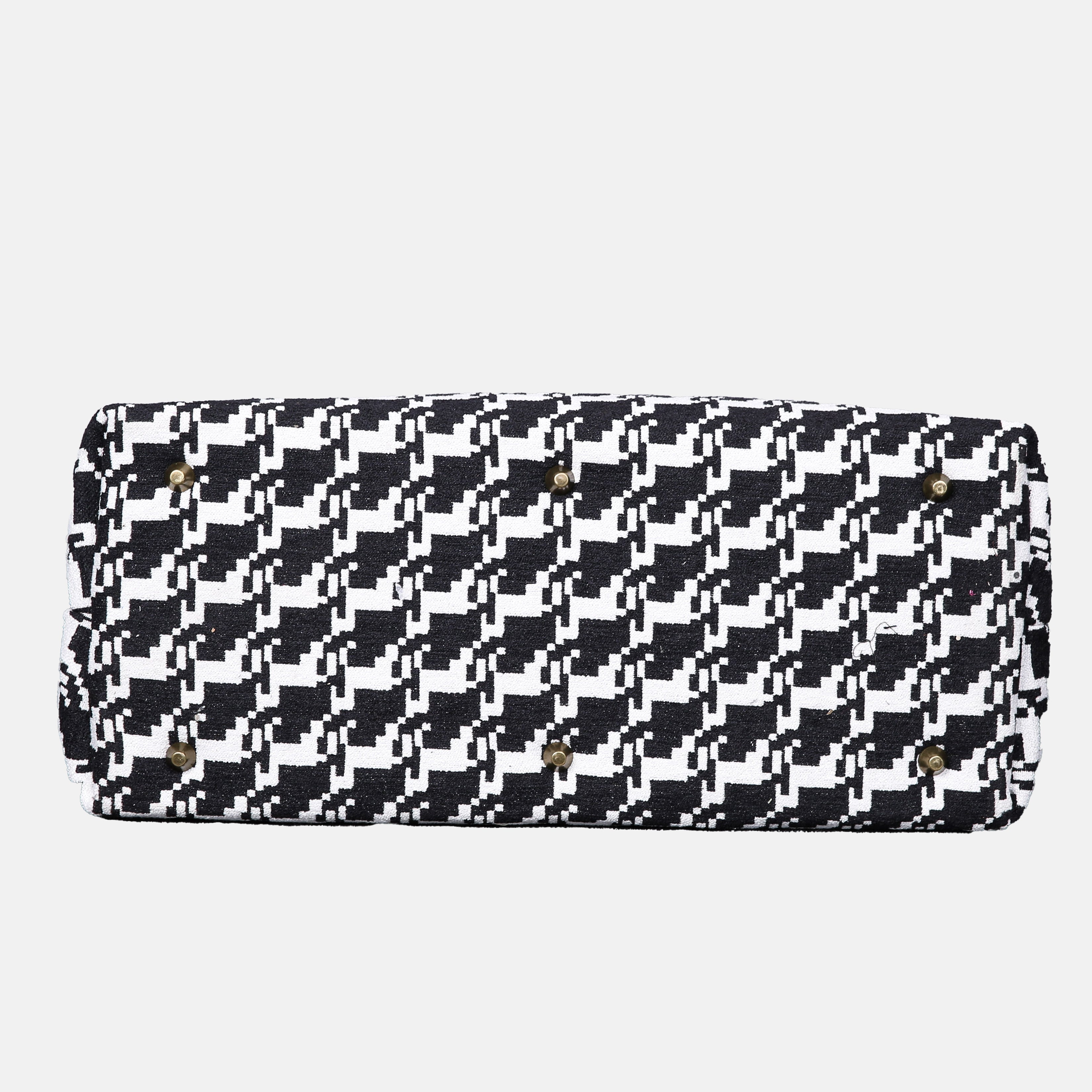 Houndstooth Black Mary Poppins Weekender carpet bag MCW Handmade-4