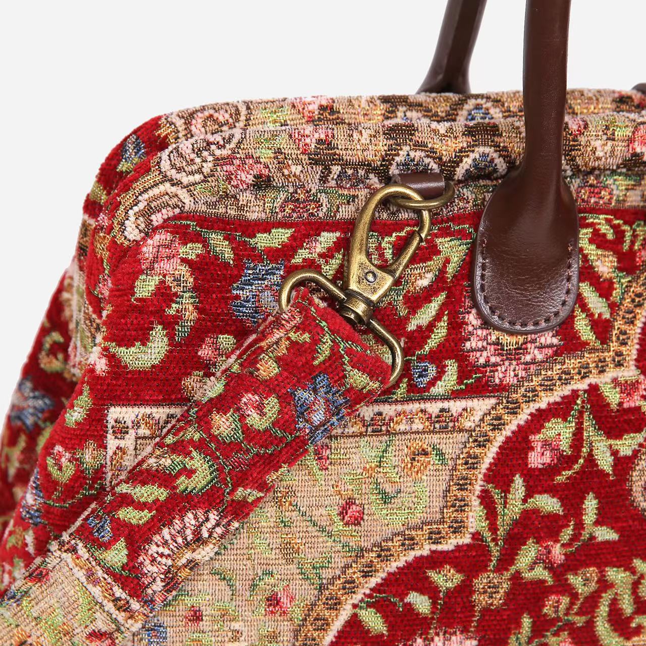 Oriental Red Mary Poppins Weekender carpet bag MCW Handmade-5
