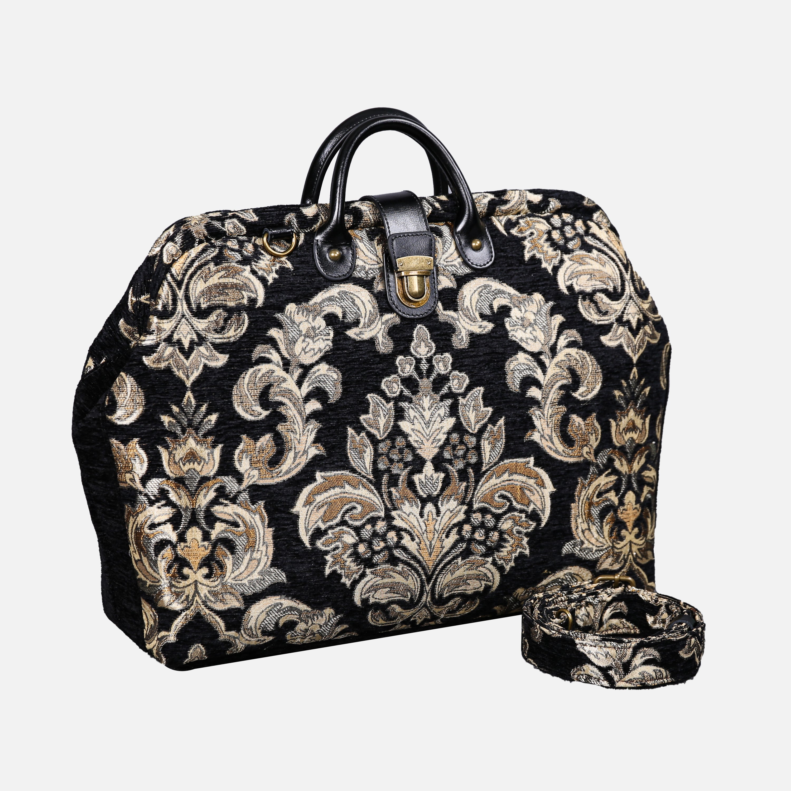Victorian Blossom Black Gold Laptop Work Bag carpet bag MCW Handmade-1