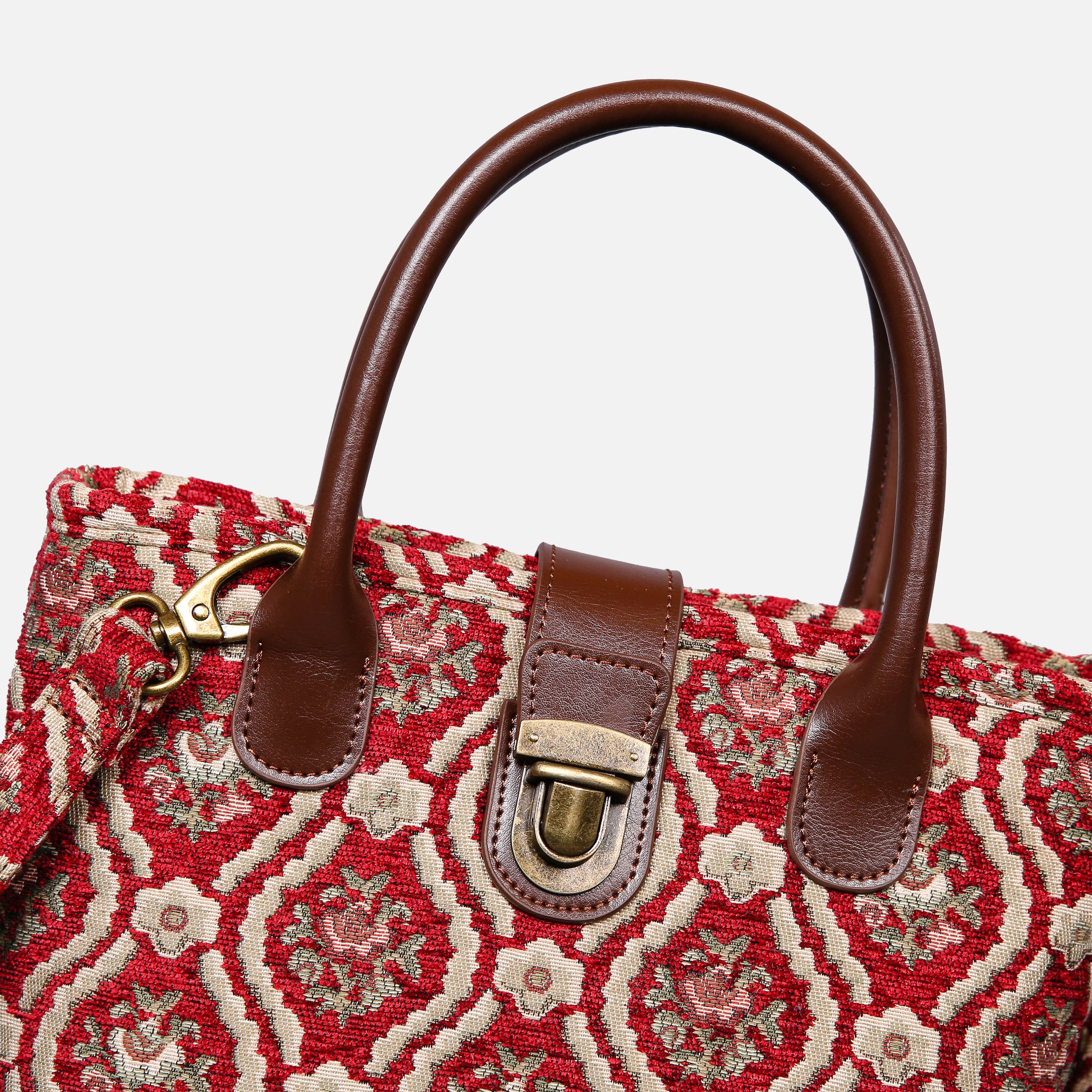 Traditional Red Tuck Lock Carpet Satchel carpet bag MCW Handmade-4