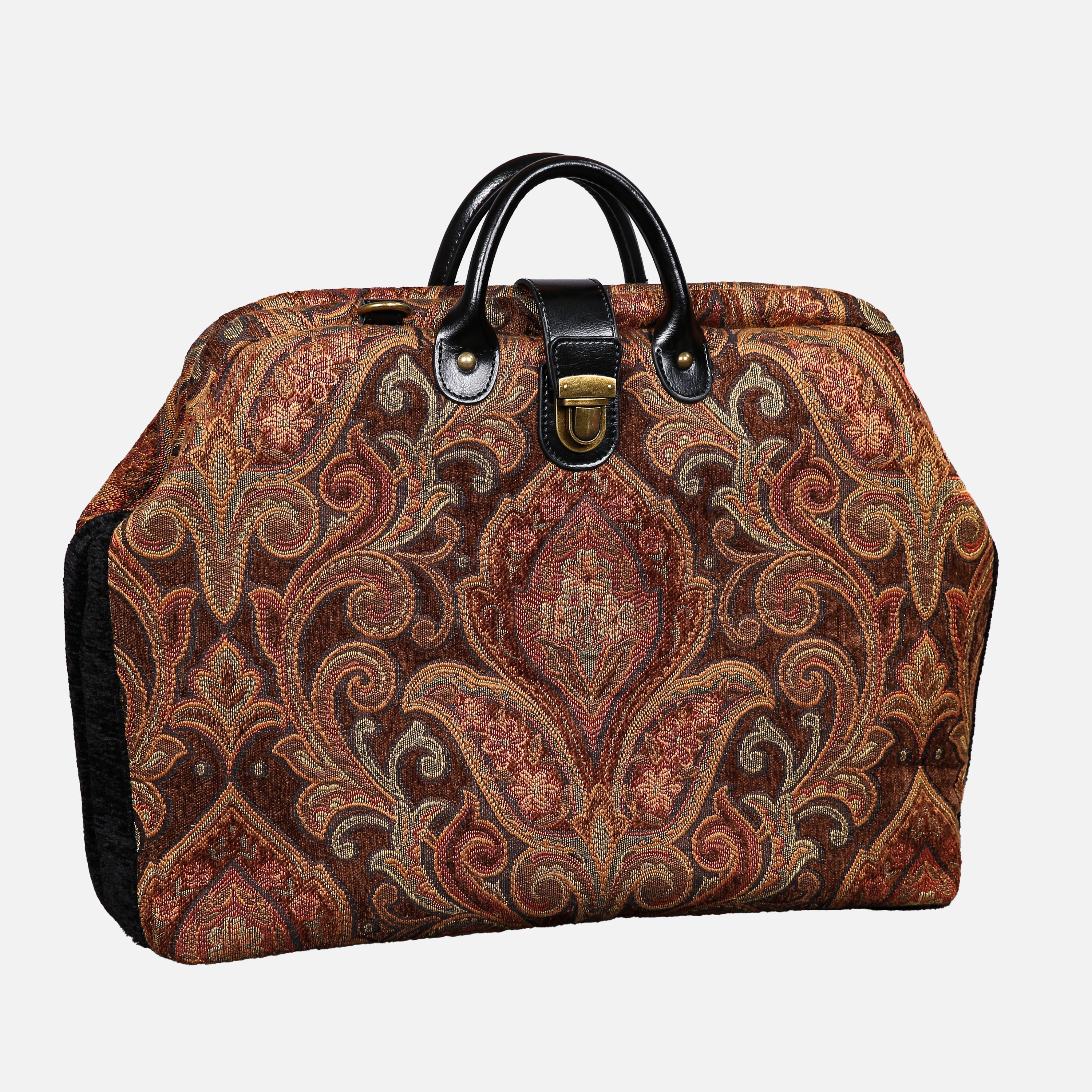 Damask D. Brown Laptop Work Bag carpet bag MCW Handmade-2