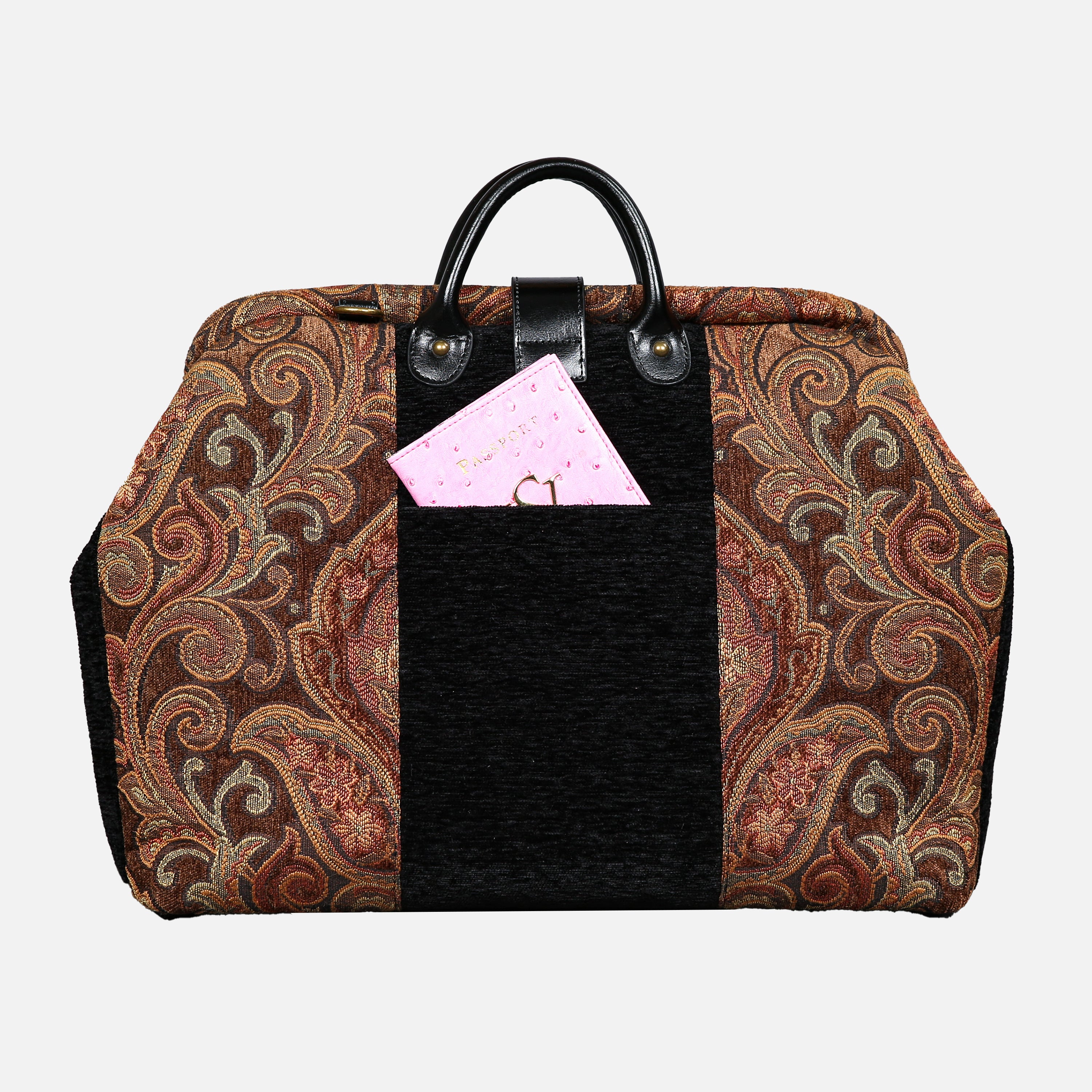Damask D. Brown Laptop Work Bag carpet bag MCW Handmade-3