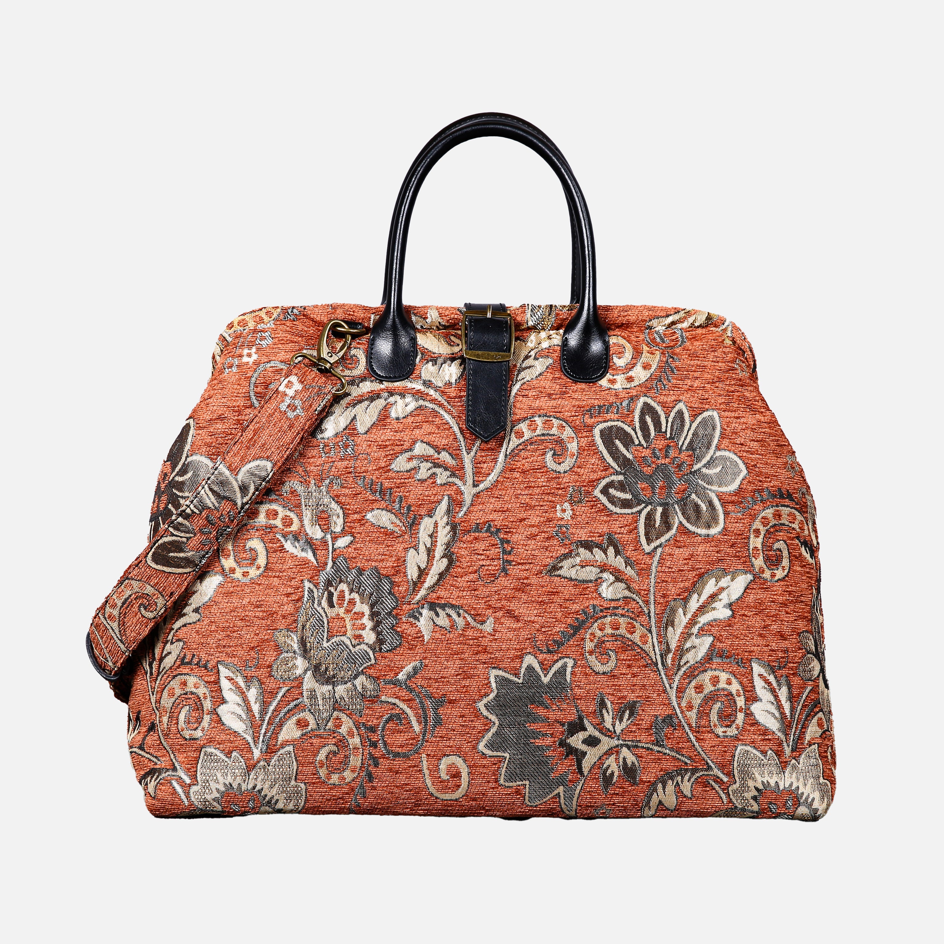 Floral Paisley Orange Mary Poppins Weekender carpet bag MCW Handmade