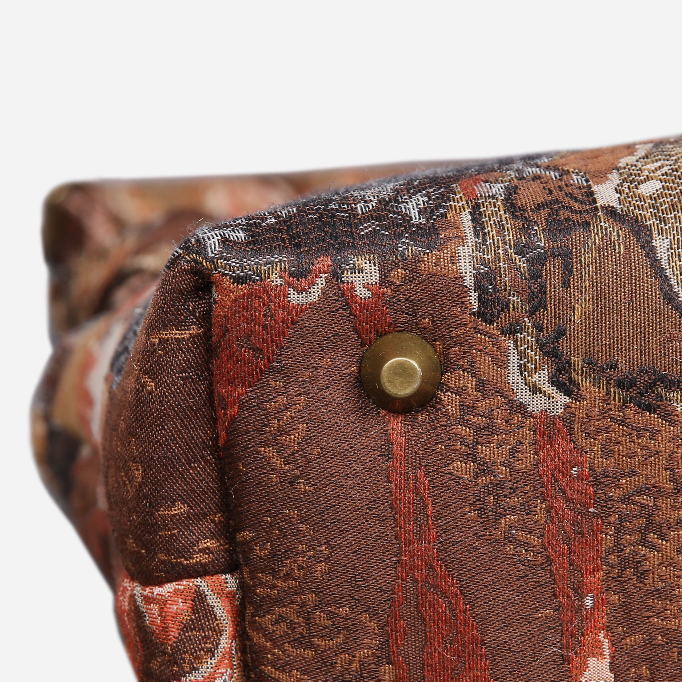 Abstract Brown Tuck Lock Carpet Satchel carpet bag MCW Handmade of America bottom