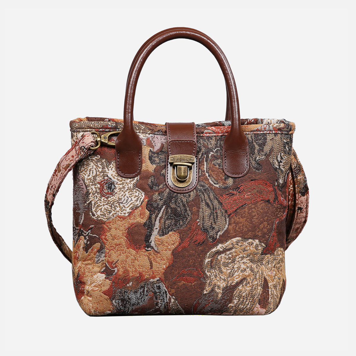 Abstract Brown Tuck Lock Carpet Satchel carpet bag MCW Handmade of America main