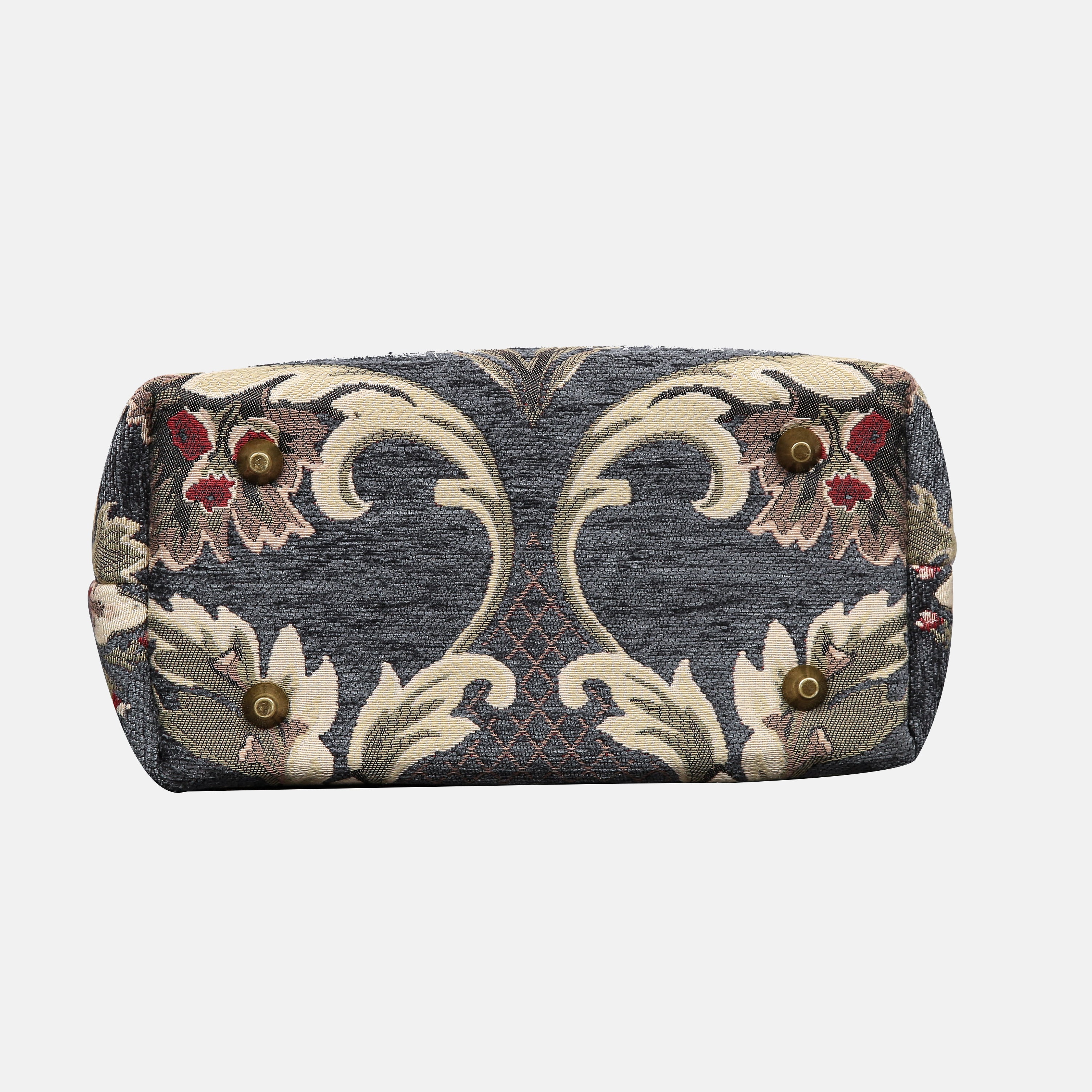 Baroque Floral Green Gray Tuck Lock Carpet Satchel carpet bag MCW Handmade of America bottom
