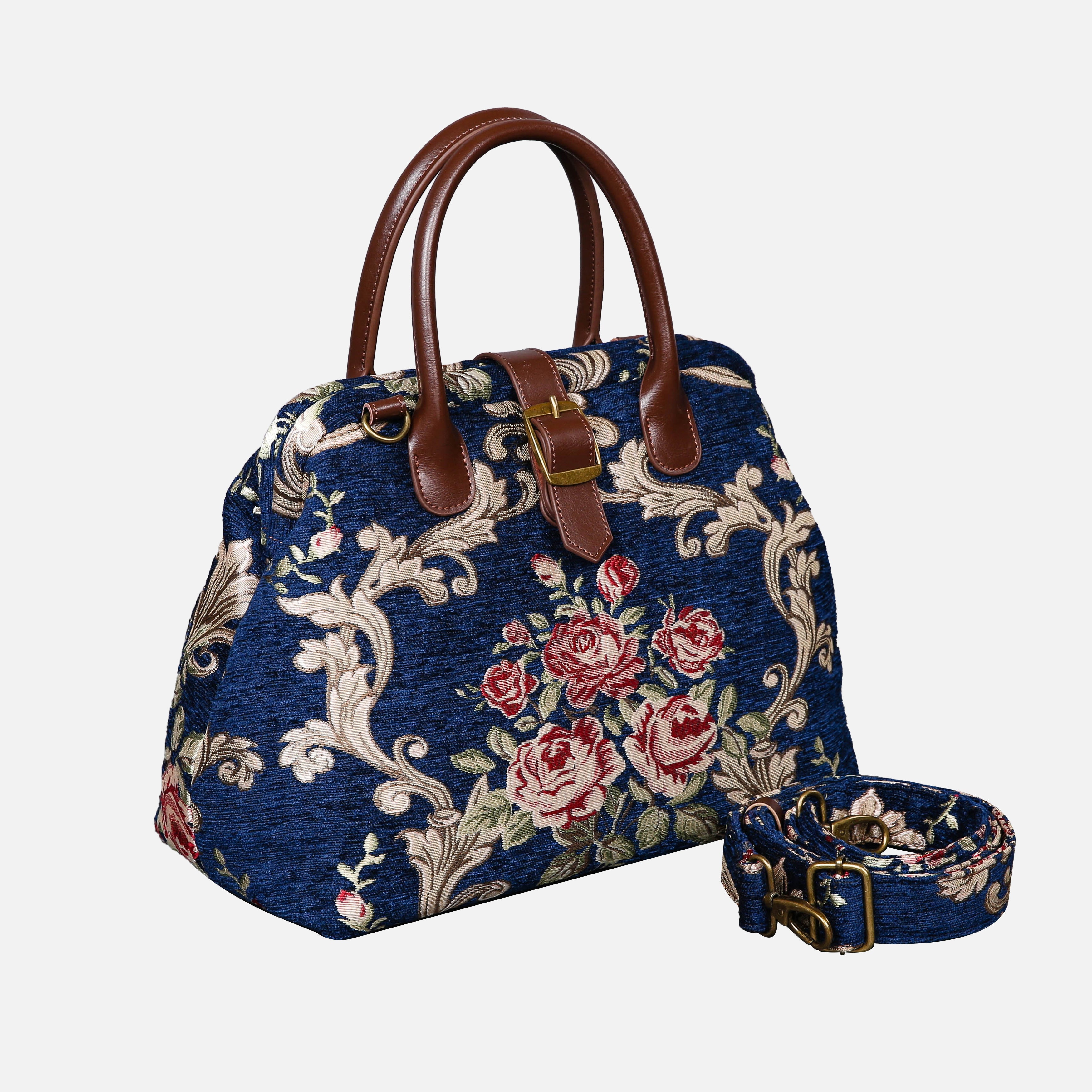 Baroque Garden Blue Carpet Handbag Purse carpet bag MCW Handmade of America with shoulder strap