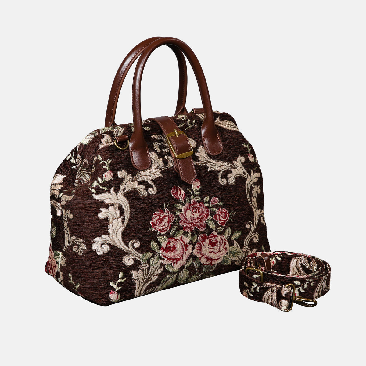 Baroque Garden Brown Carpet Handbag Purse carpet bag MCW Handmade of America with shoulder strap