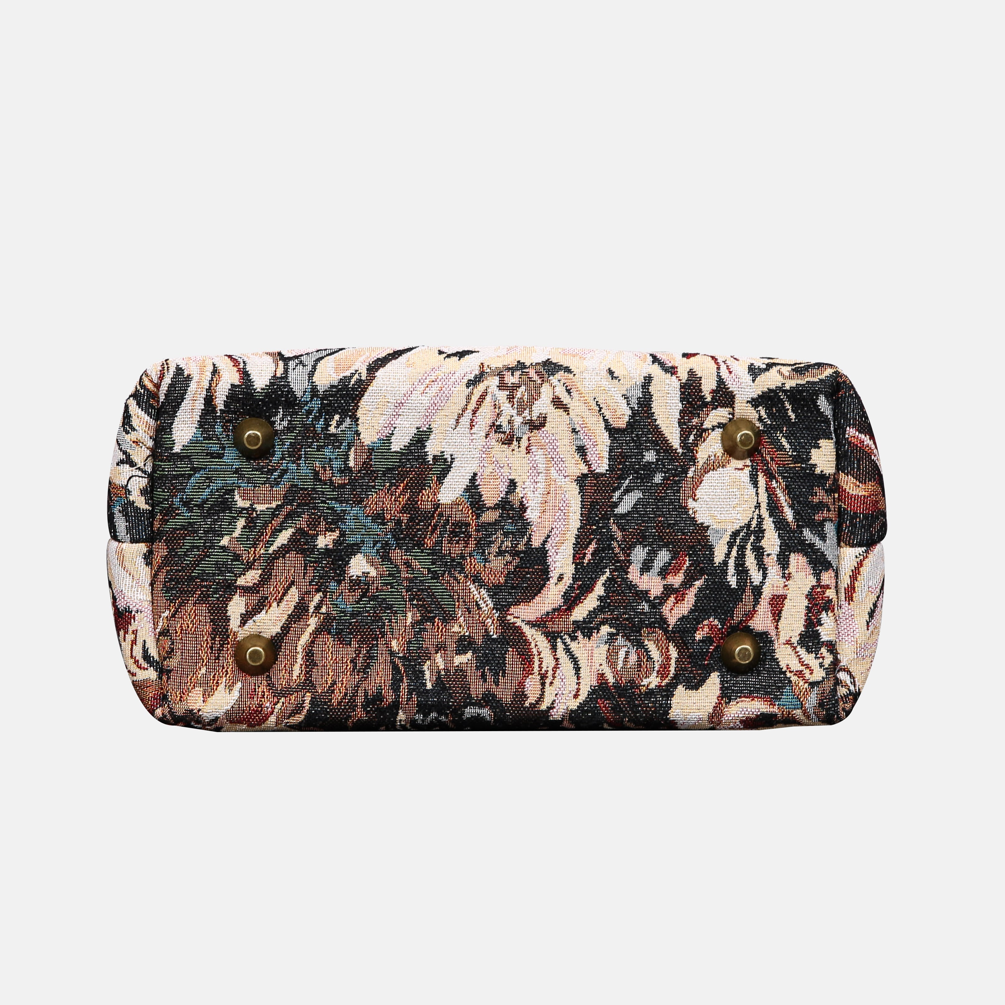 Blooming Daisy Black Tuck Lock Carpet Satchel carpet bag MCW Handmade of America bottom