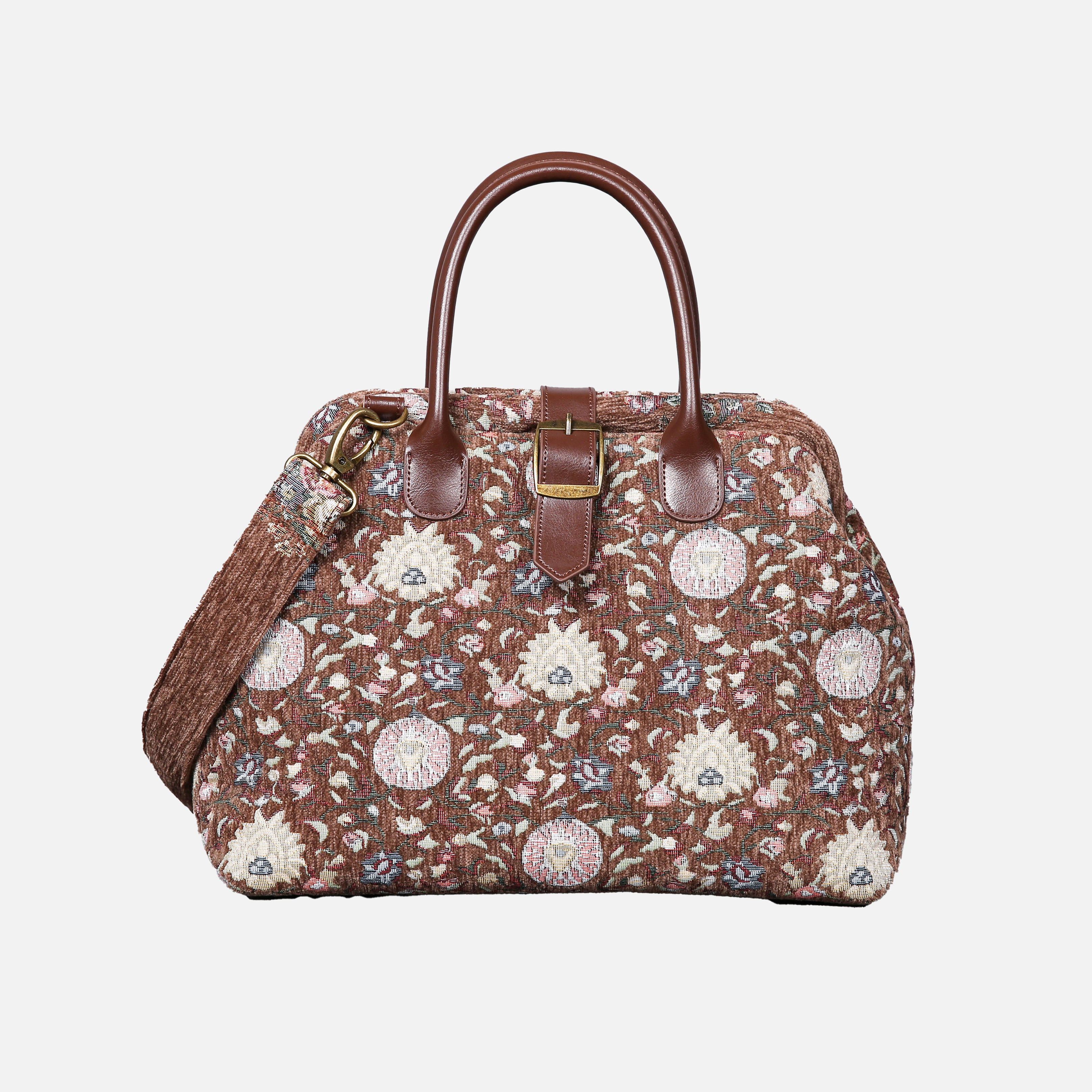 Oriental Floral Carpet Handbag Purse carpet bag MCW Handmade Coffee