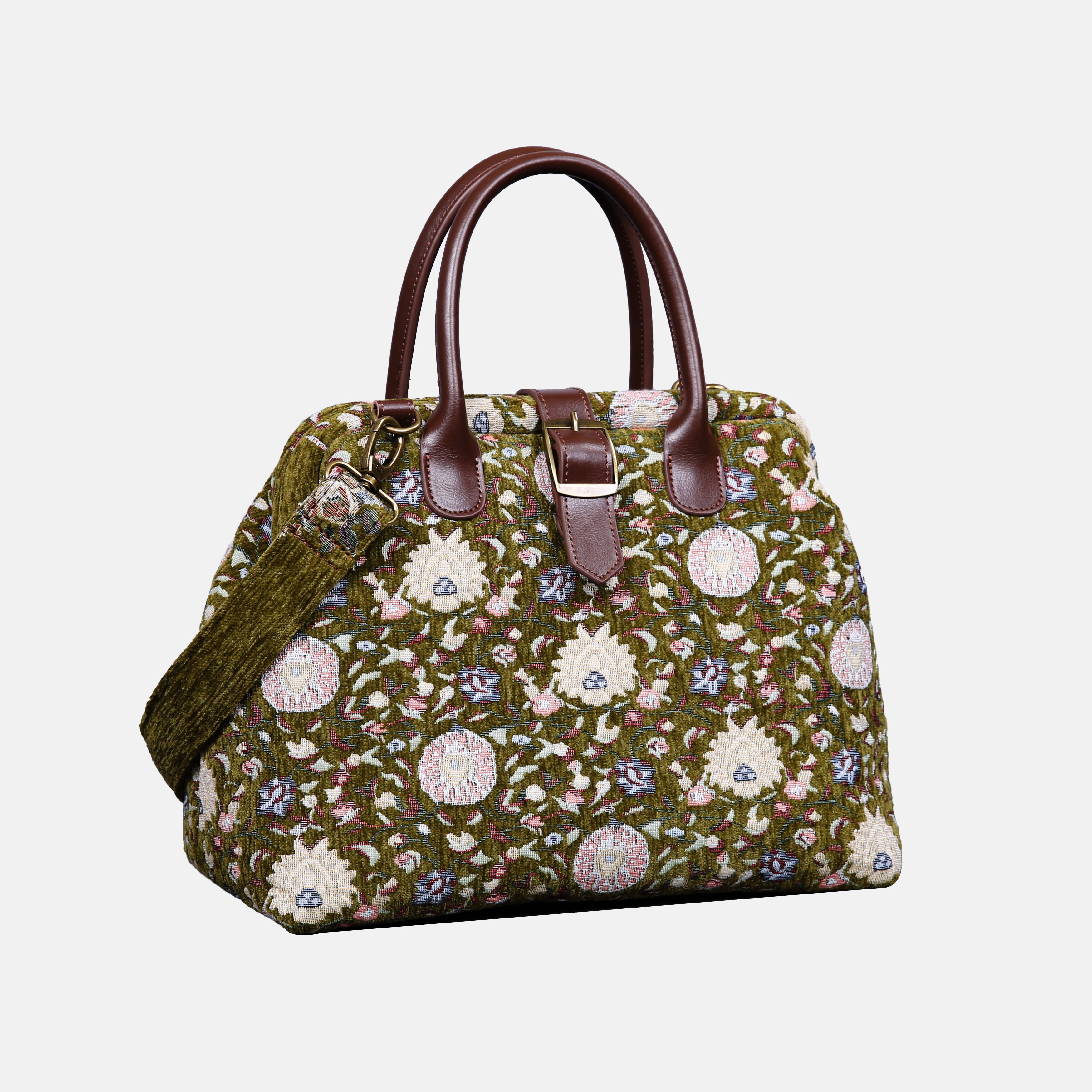 Oriental Floral Carpet Handbag Purse carpet bag MCW Handmade Avocado