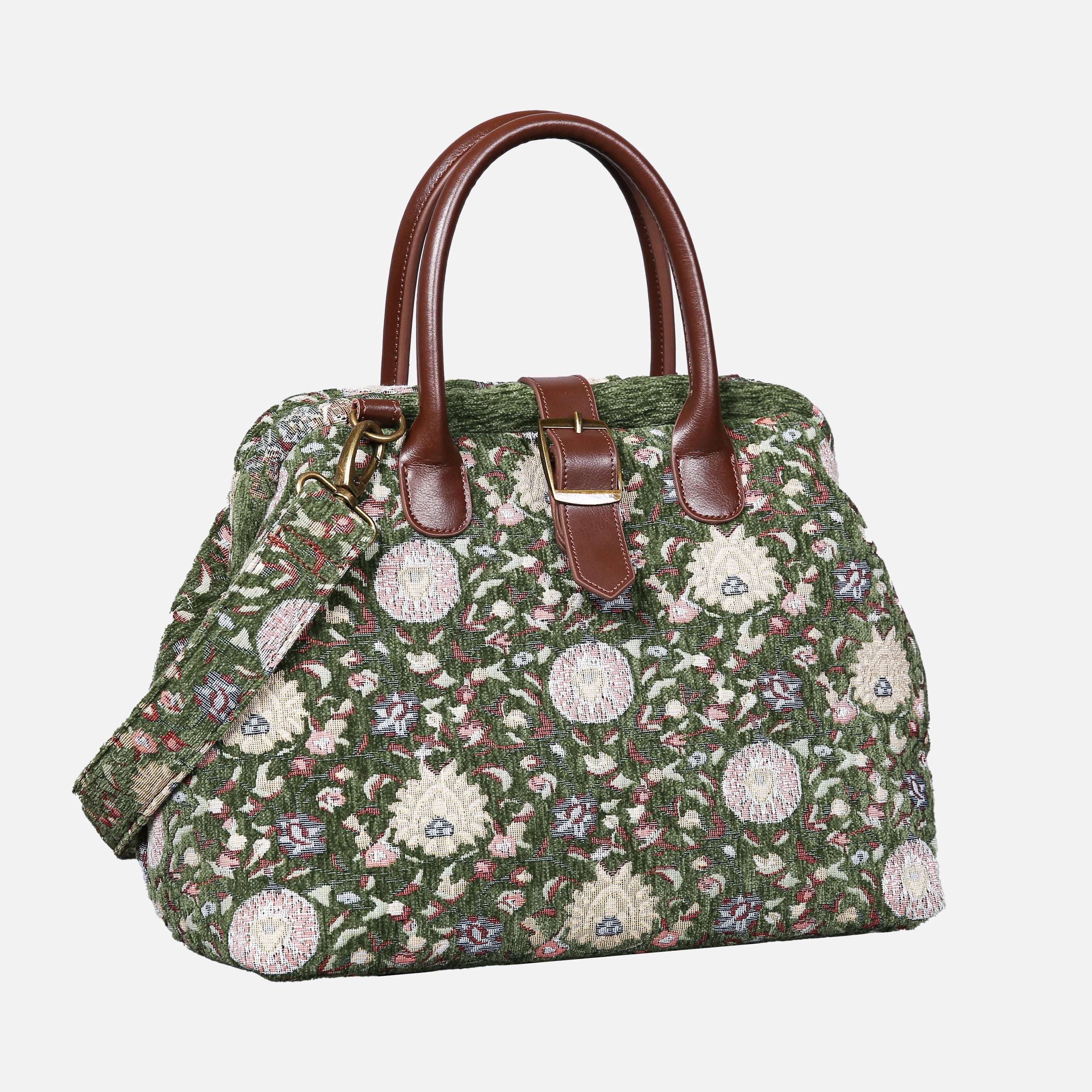 Oriental Floral Carpet Handbag Purse carpet bag MCW Handmade Arugula Green