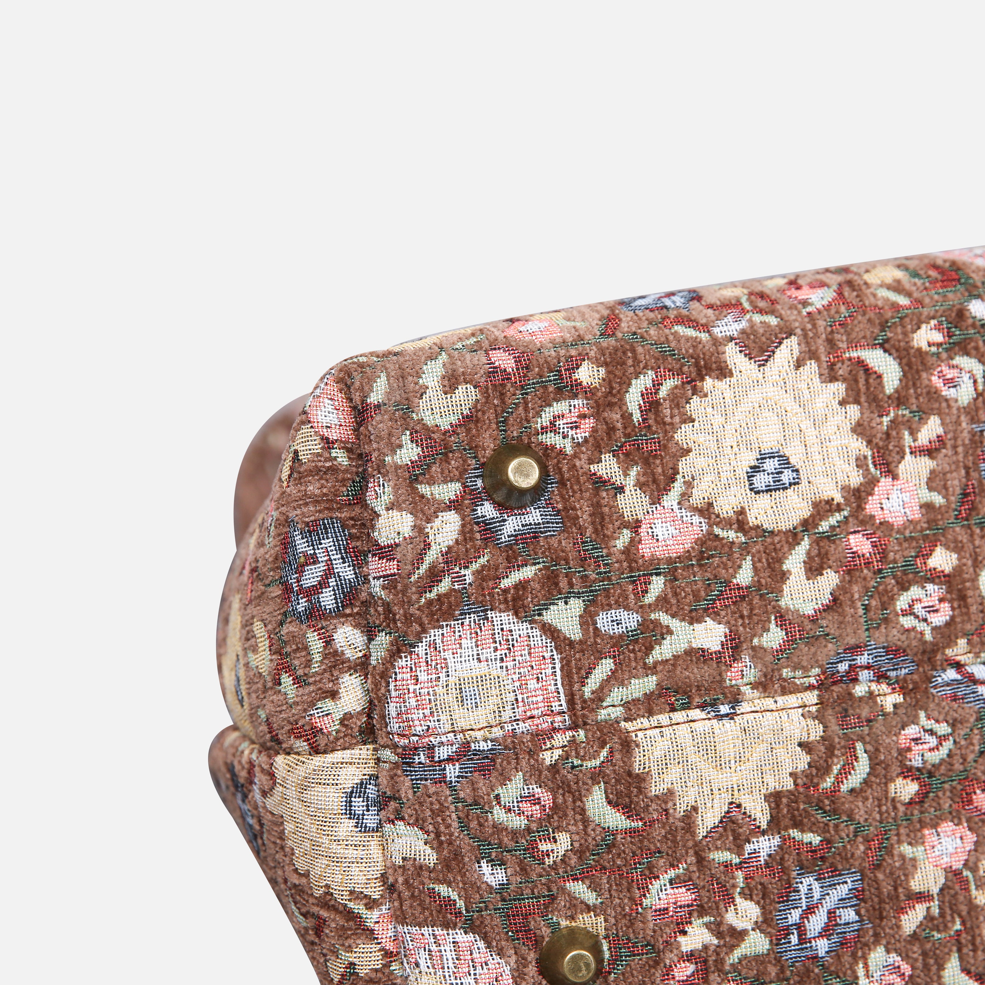 Oriental Floral Carpet Handbag Purse carpet bag MCW Handmade Coffee bottom