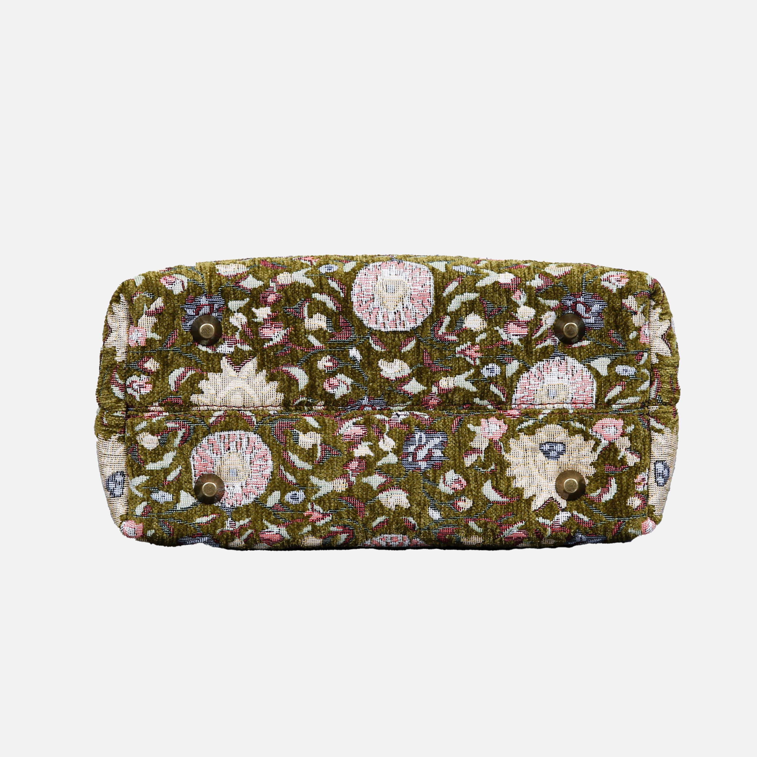 Oriental Floral Tuck Lock Carpet Satchel carpet bag MCW Handmade Avocado bottom