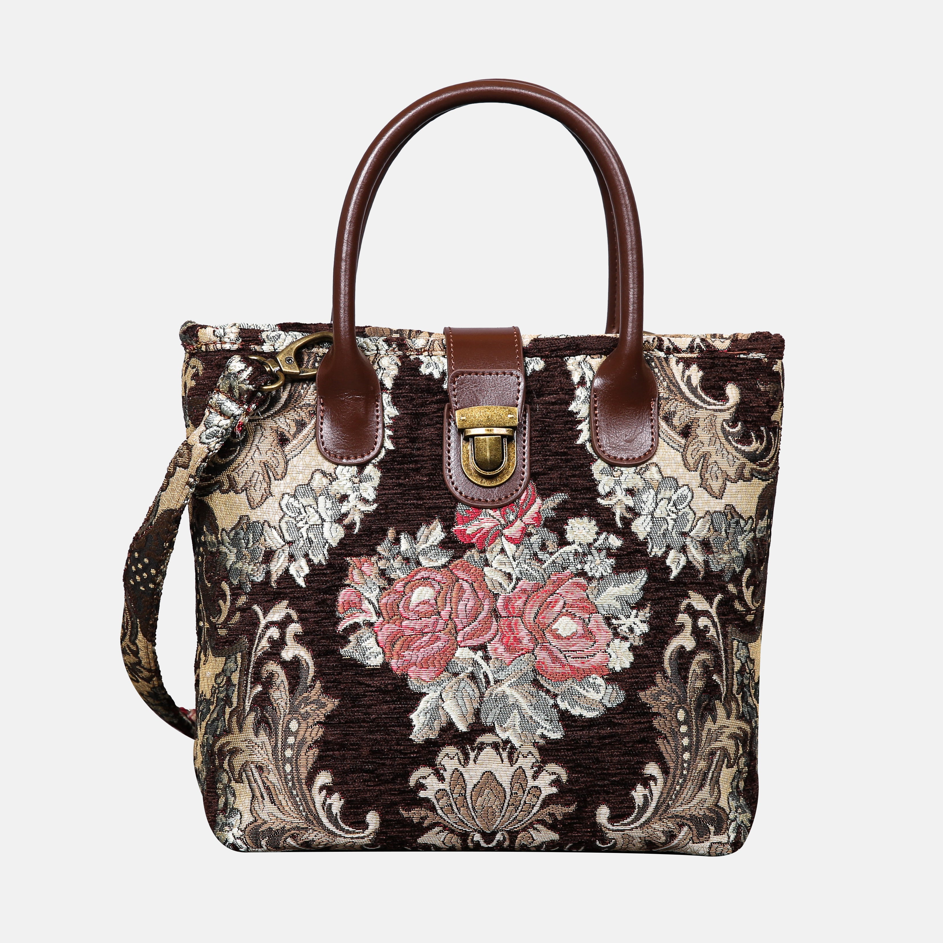 Brocade Brown Tuck Lock Carpet Satchel carpet bag MCW Handmade of America main