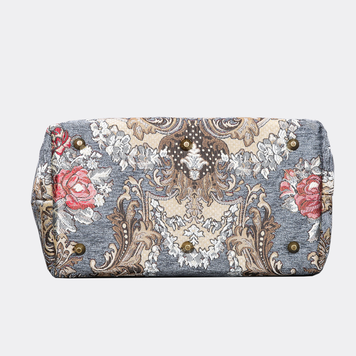 Brocade Grey Carpet Handbag Purse carpet bag MCW Handmade of America bottom