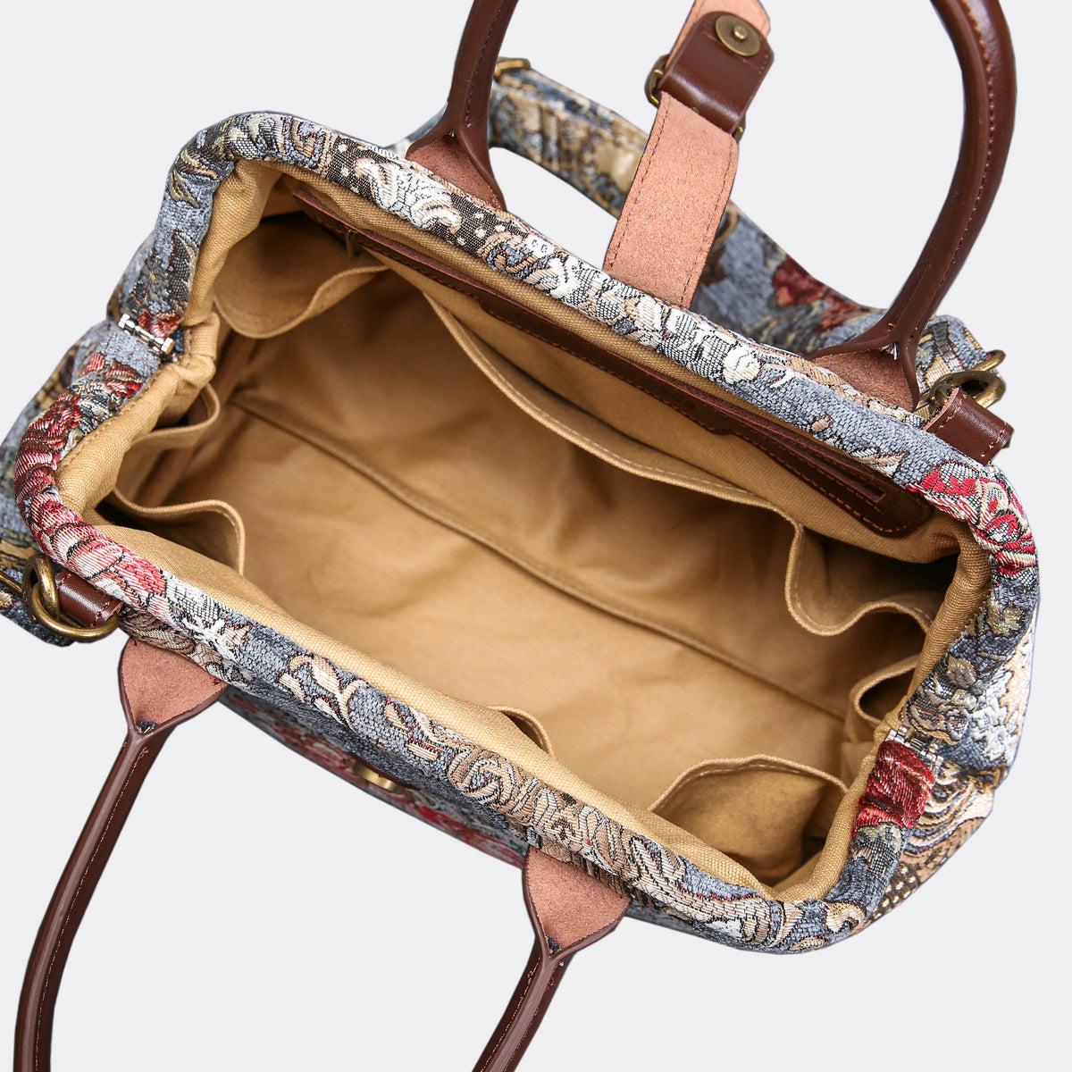 Brocade Grey Carpet Handbag Purse carpet bag MCW Handmade of America open