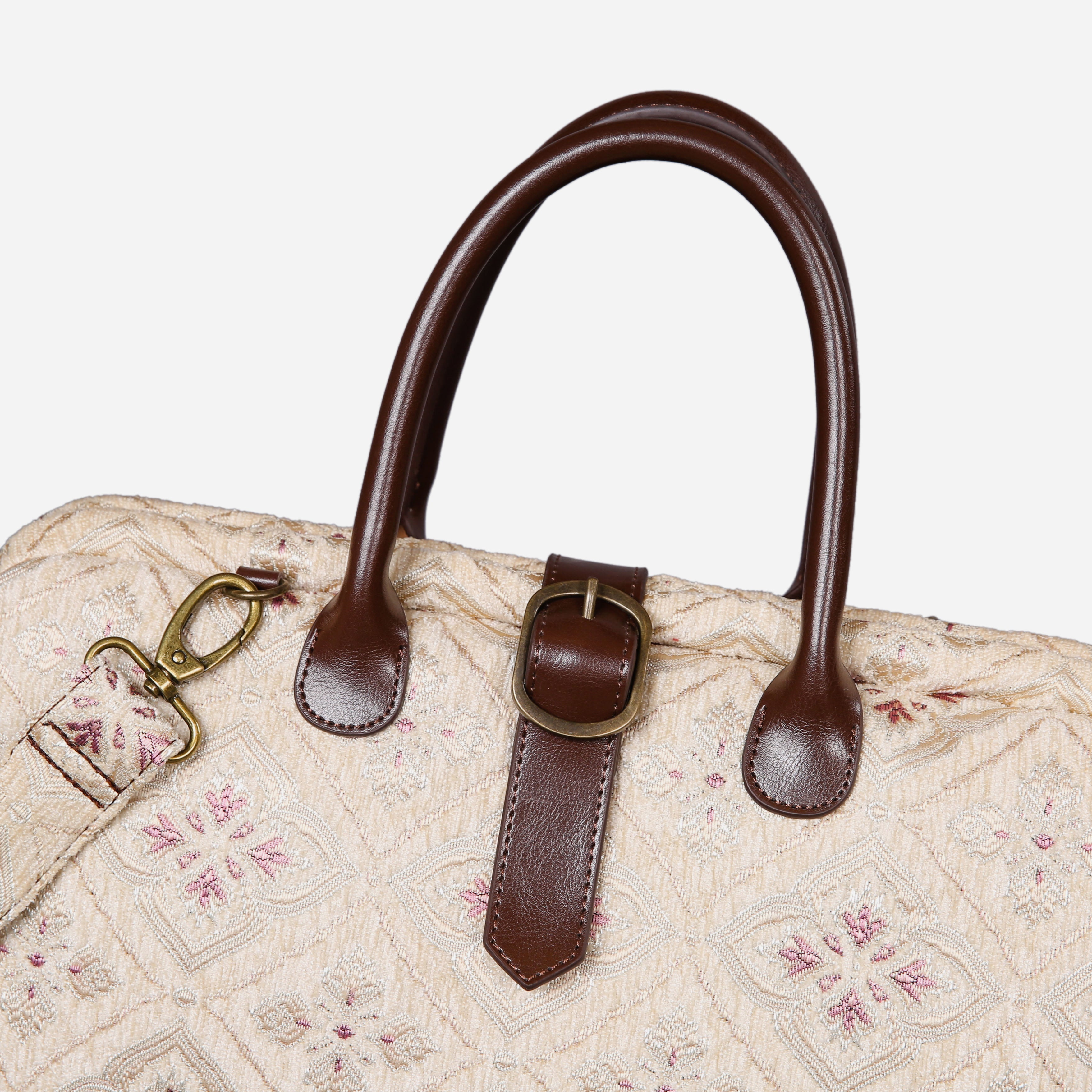 Ethnic Cream Mary Poppins Weekender carpet bag MCW Handmade-3